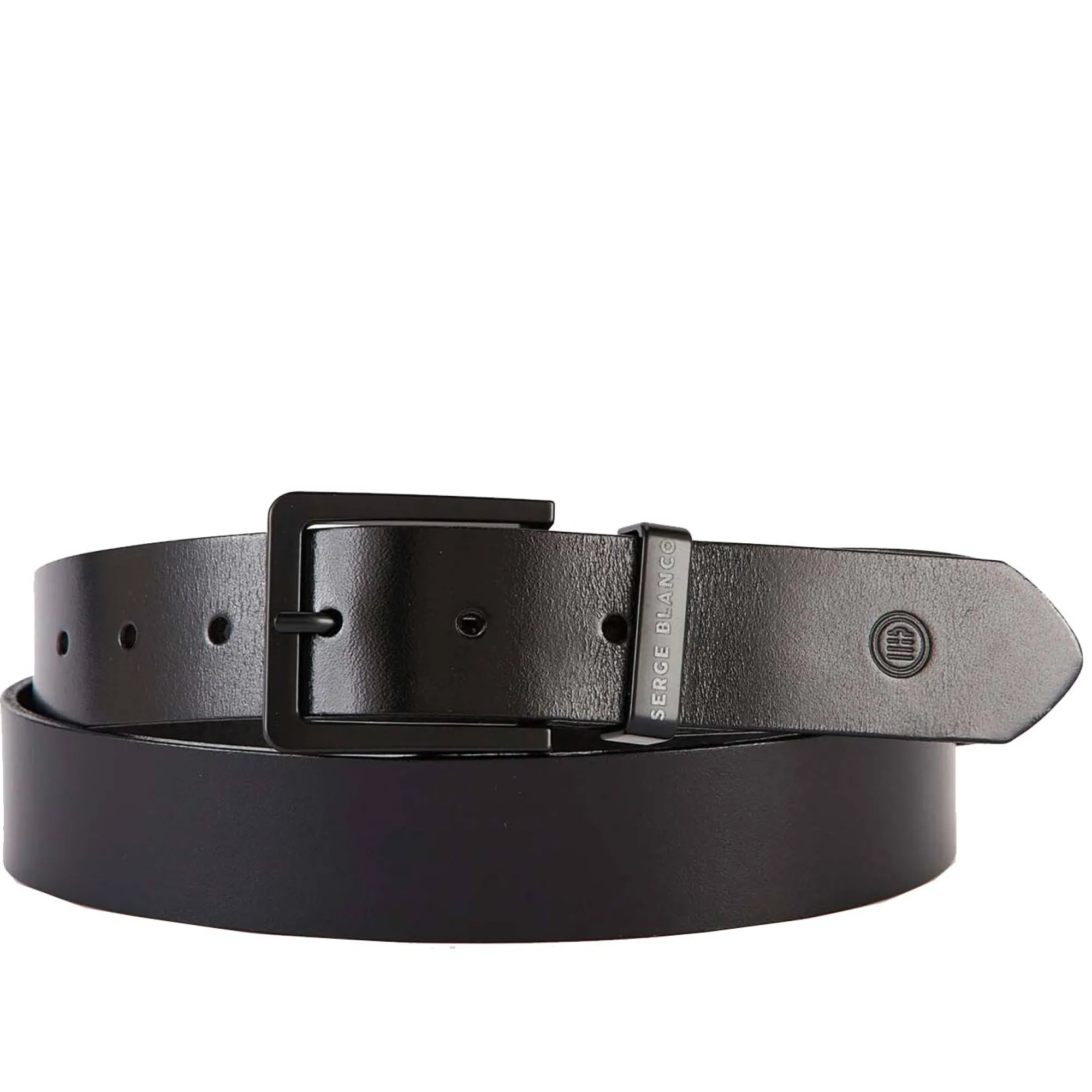 Serge Blanco Ceintures*Ceinture homme en cuir lisse a boucle Noir