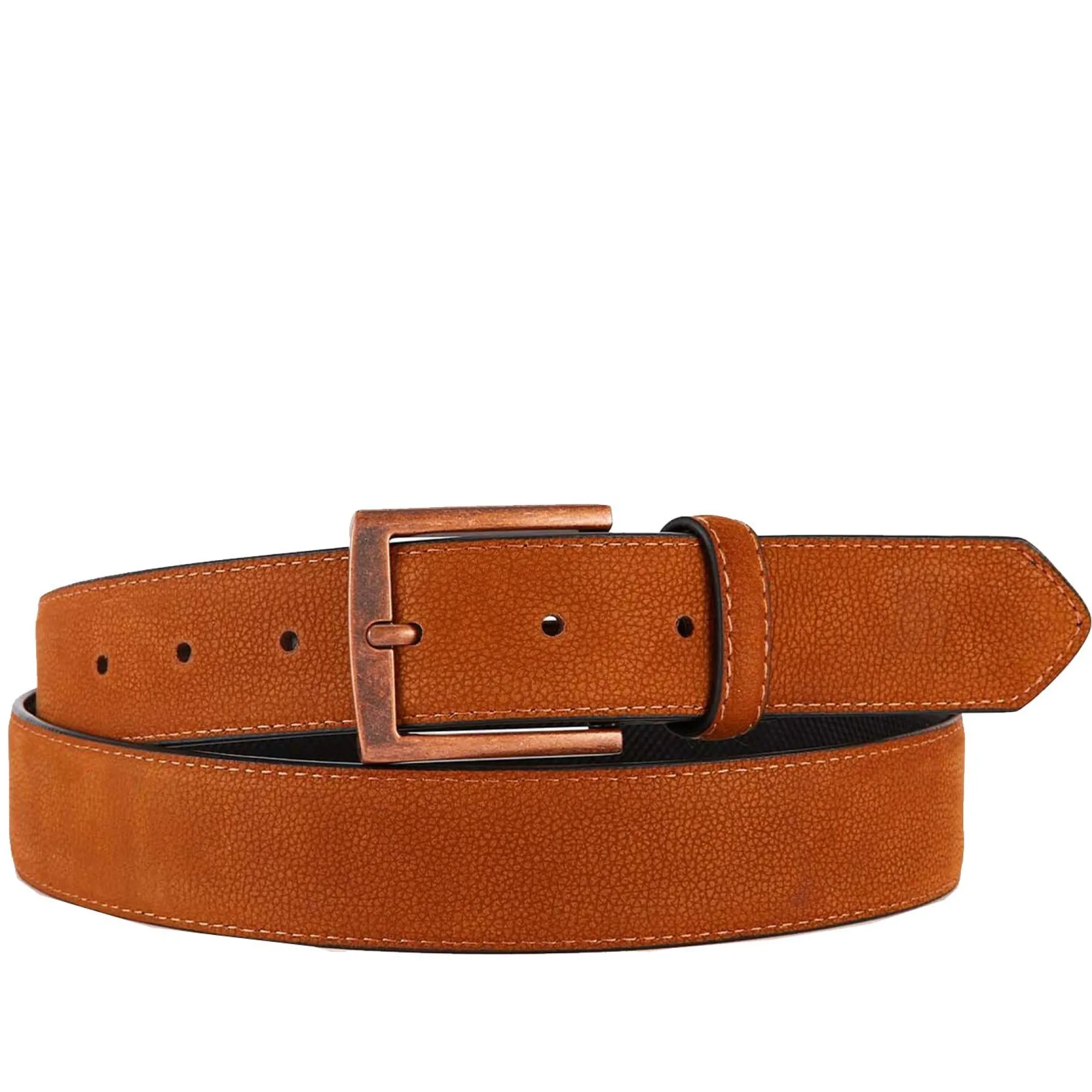 Serge Blanco Ceintures*Ceinture reversible en cuir avec 2 boucles Noir / cognac
