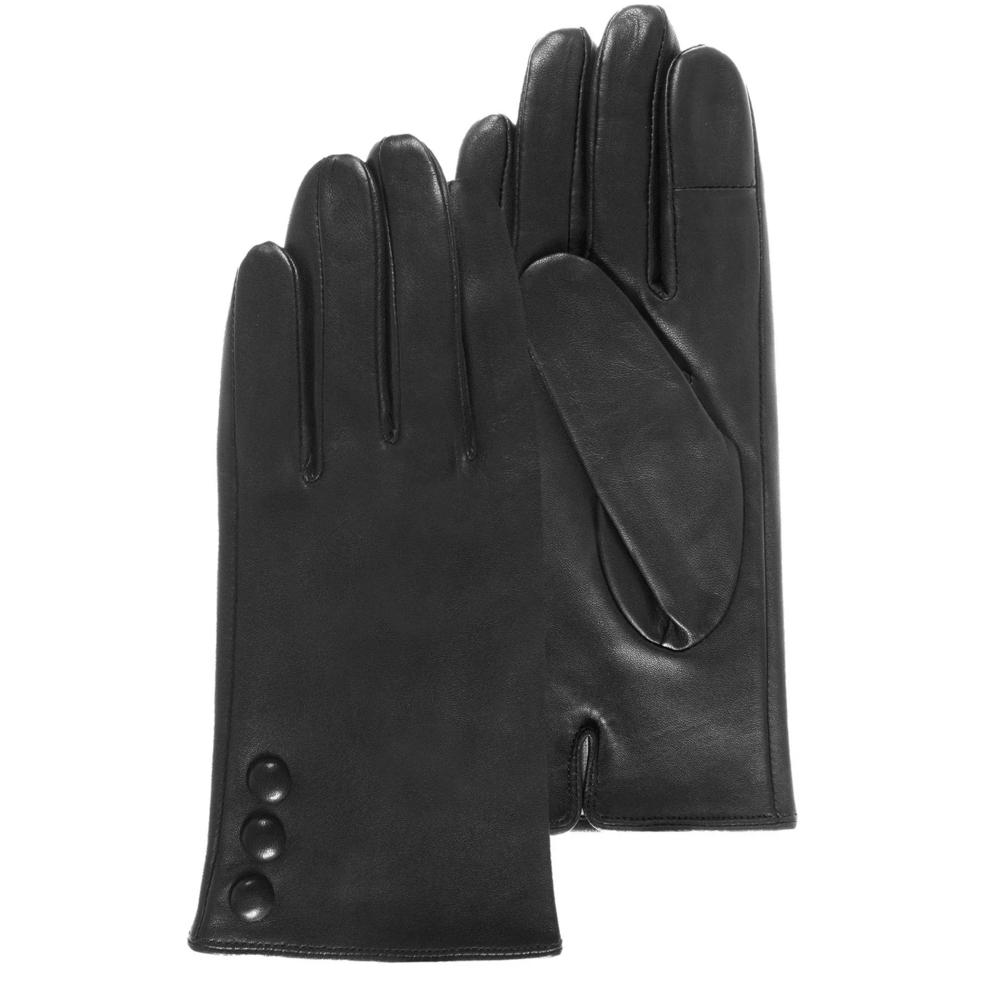 Isotoner Gants Femme*Gants femme tactiles en cuir 3 boutons Noir