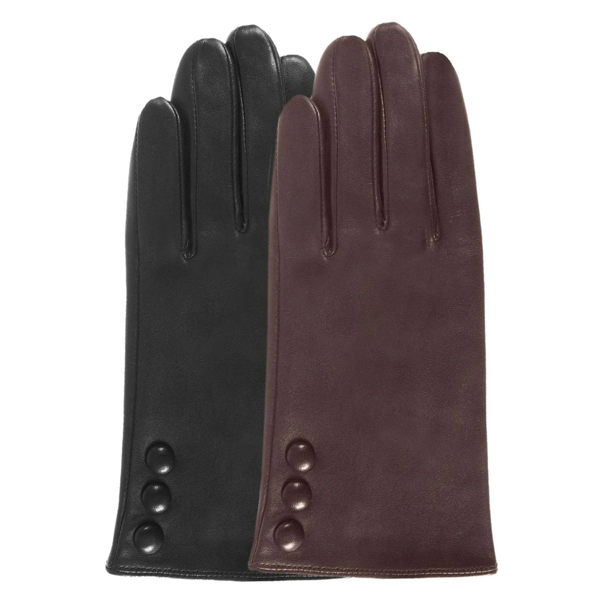 Isotoner Gants Femme*Gants femme tactiles en cuir 3 boutons Noir