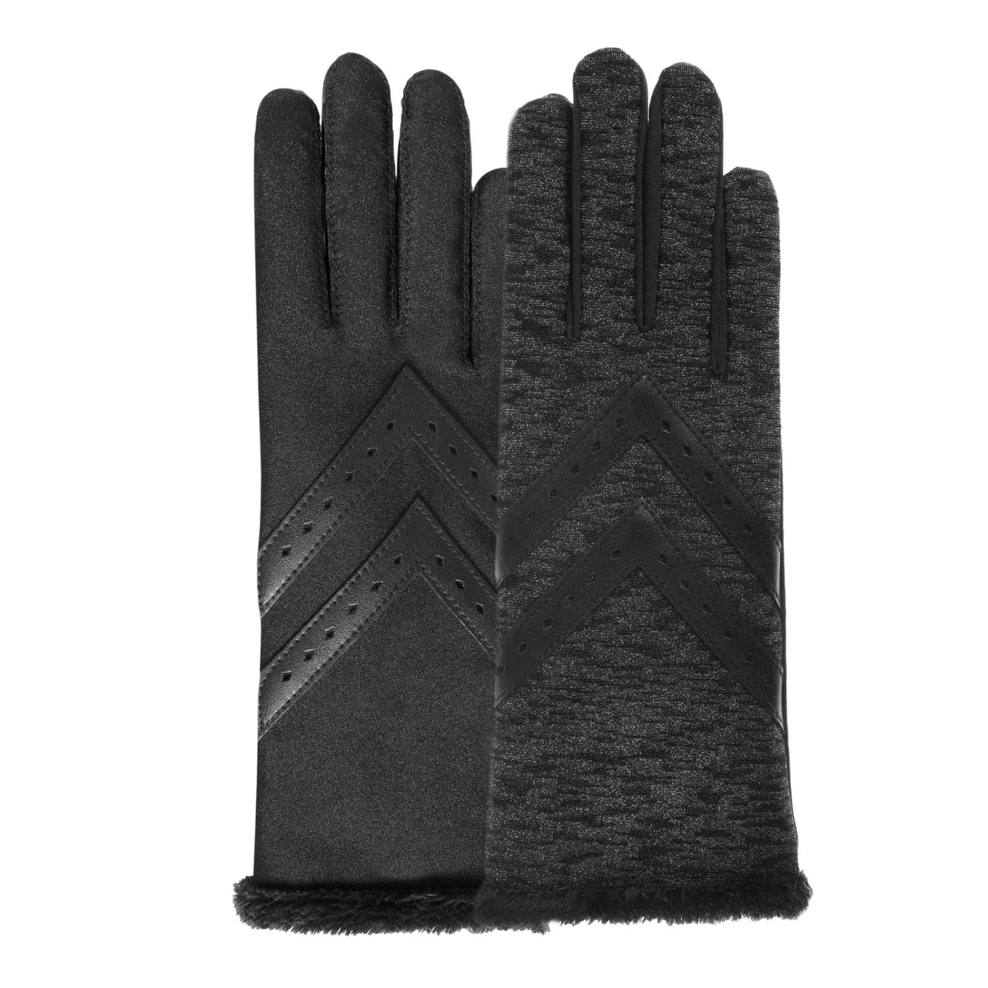 Isotoner Gants Femme*Gants tactiles tissu extensible recycle Noir Multi