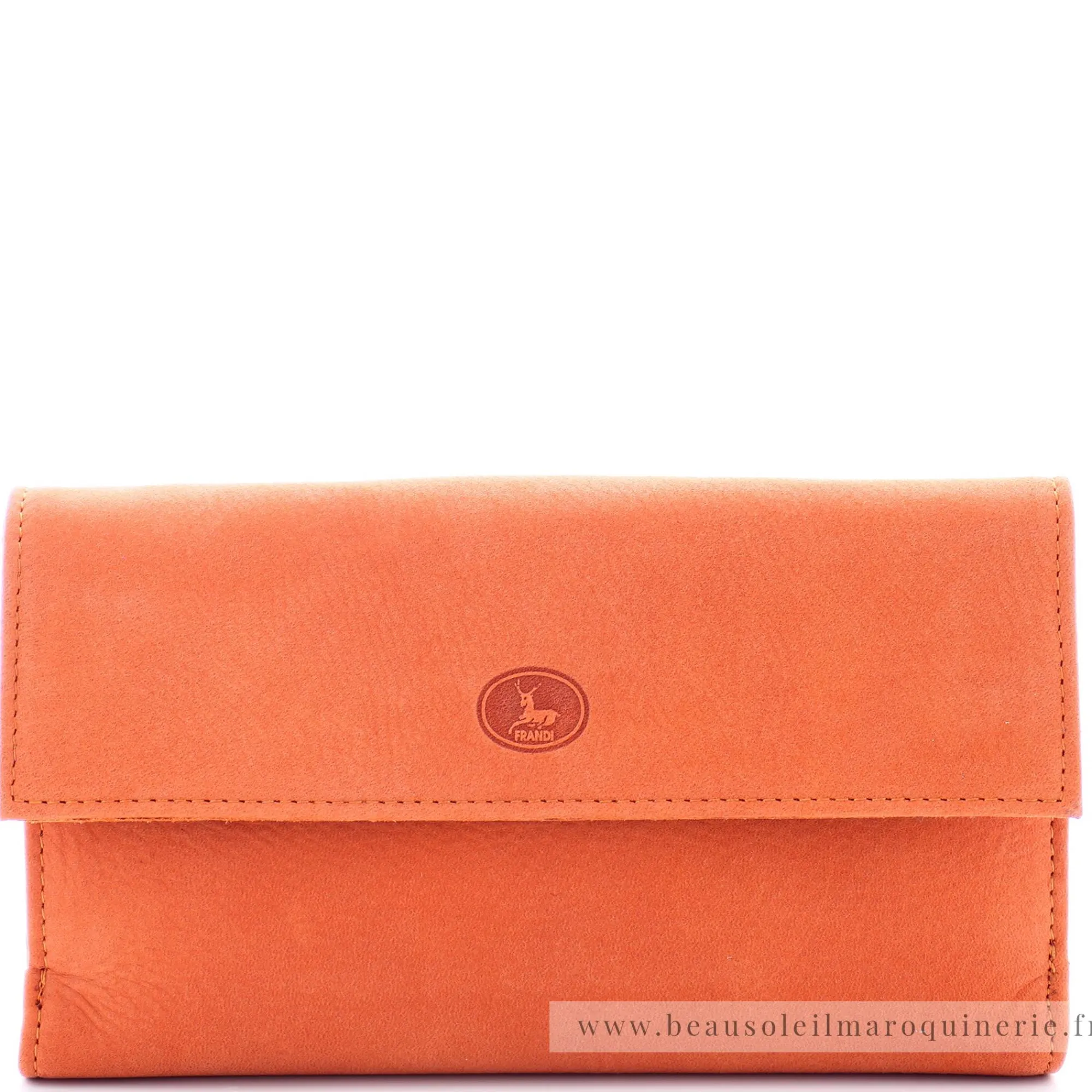 Frandi Portefeuilles Femme*Grand compagnon a rabat cuir Nubuck Orange