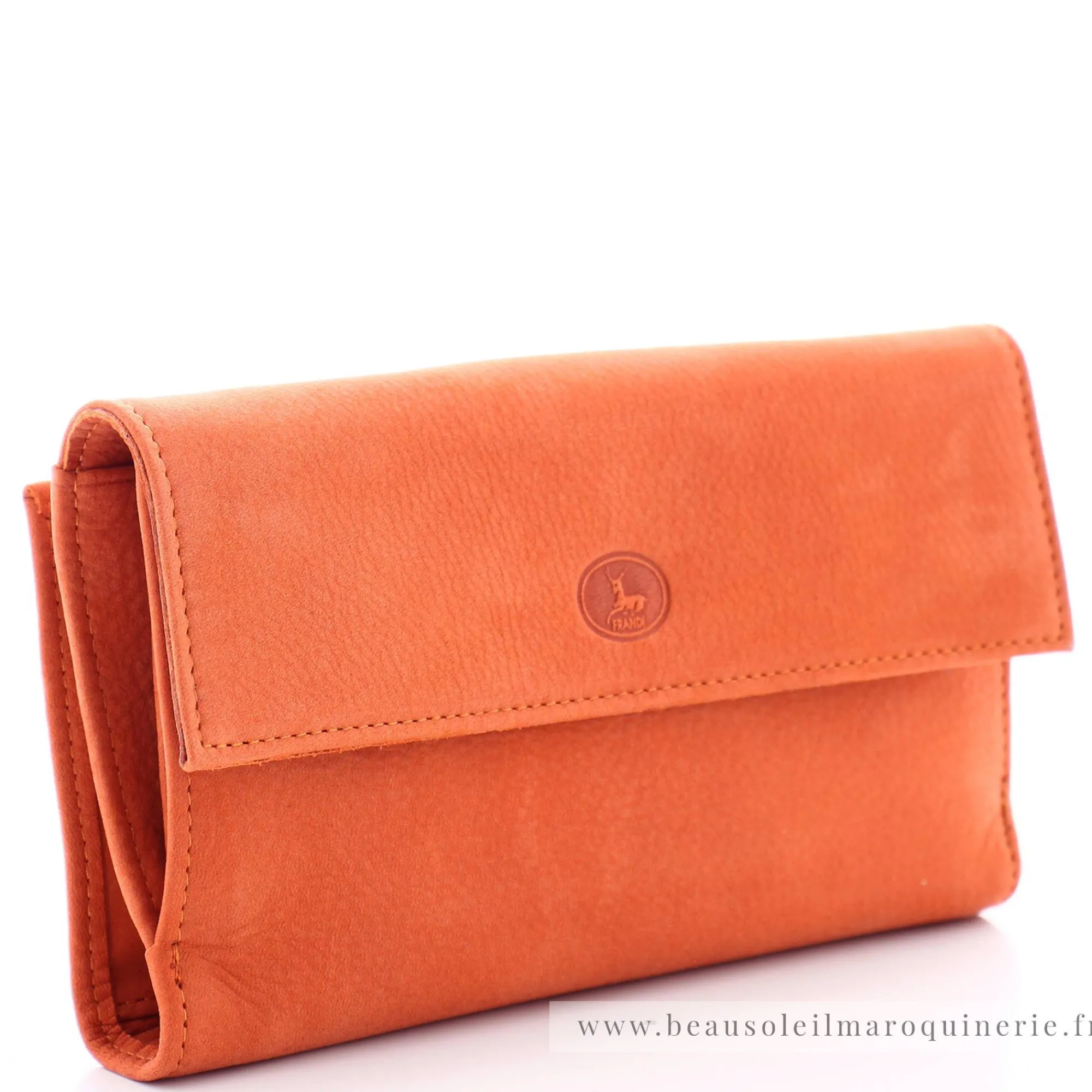 Frandi Portefeuilles Femme*Grand compagnon a rabat cuir Nubuck Orange
