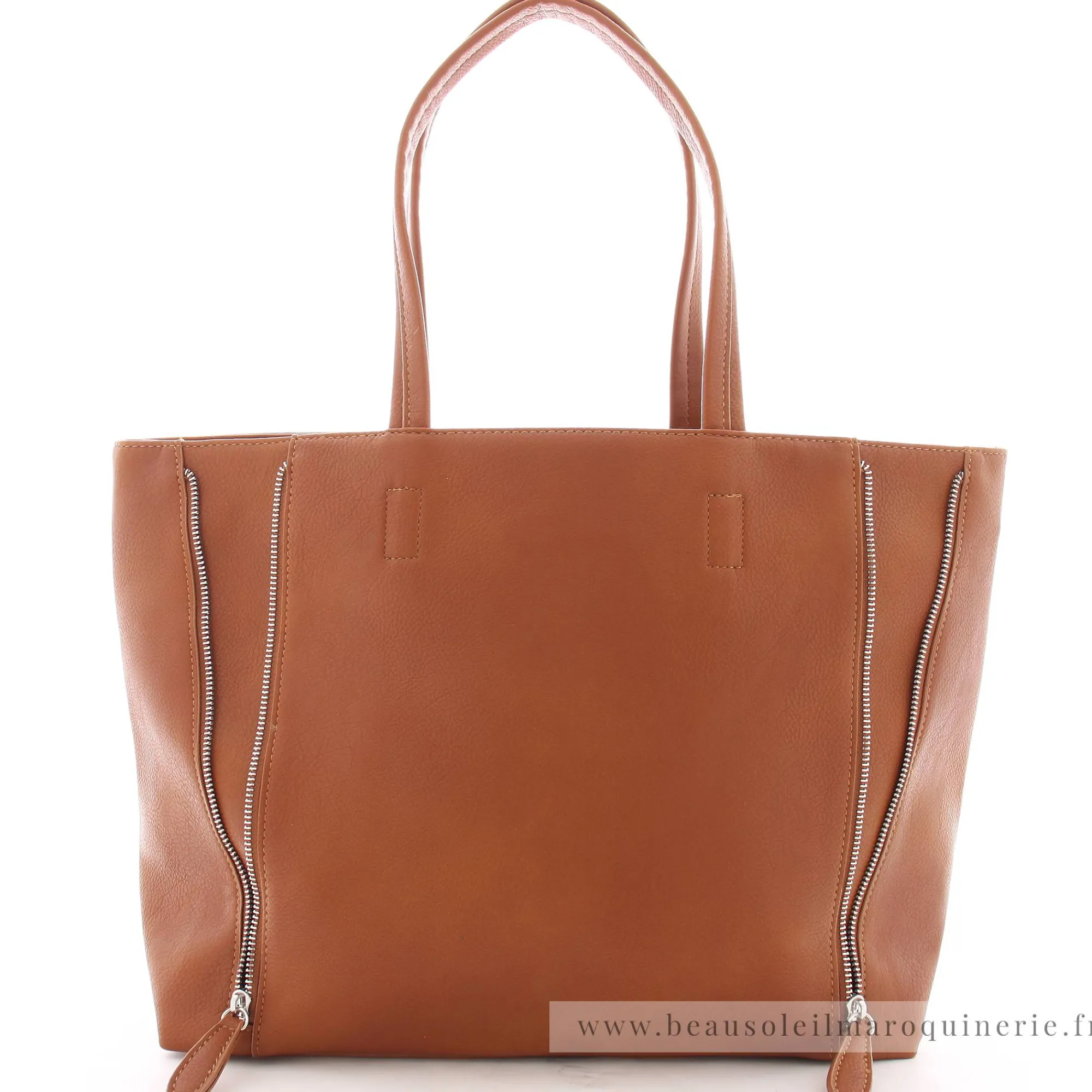 Fuchsia Sacs Cabas*Grand sac shopping Cara details zippes Cognac