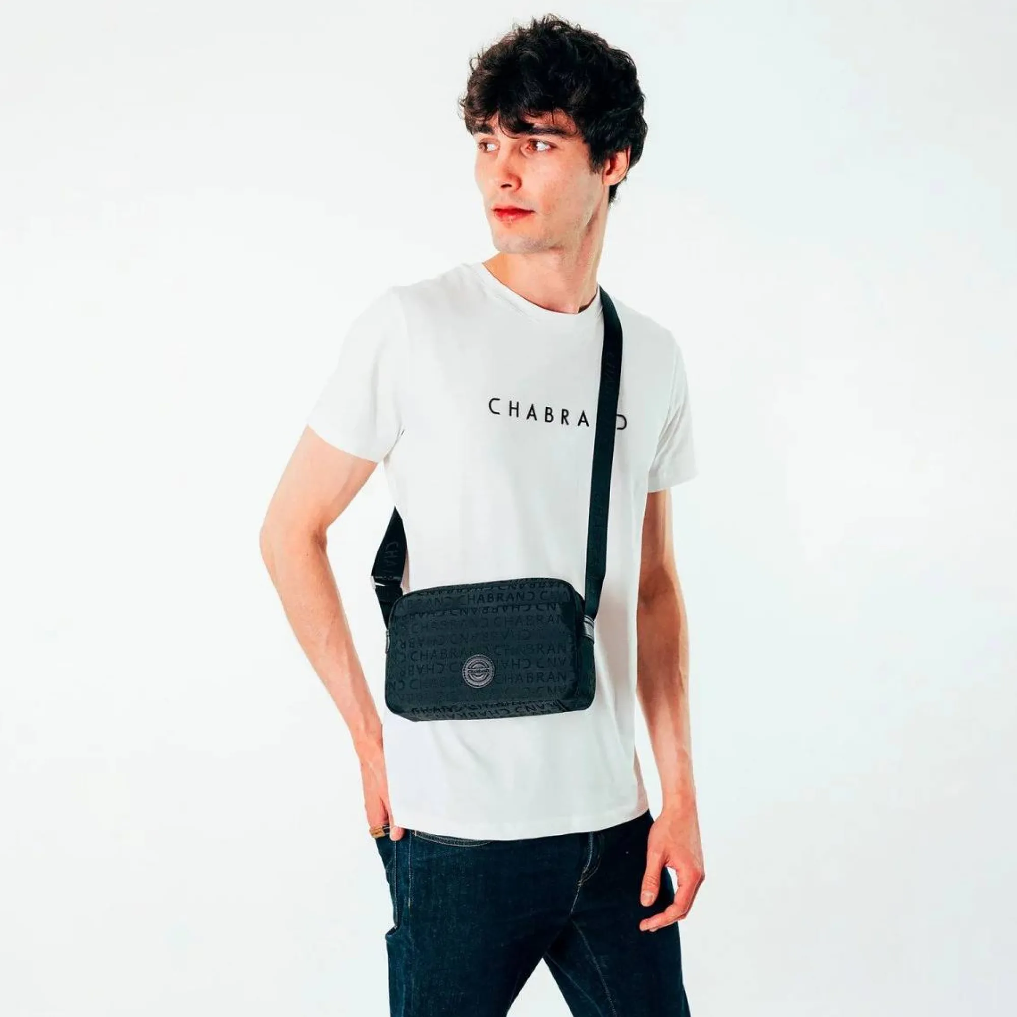 Chabrand Sacoches Homme*Mini sac reporter Prado imprime logo Noir