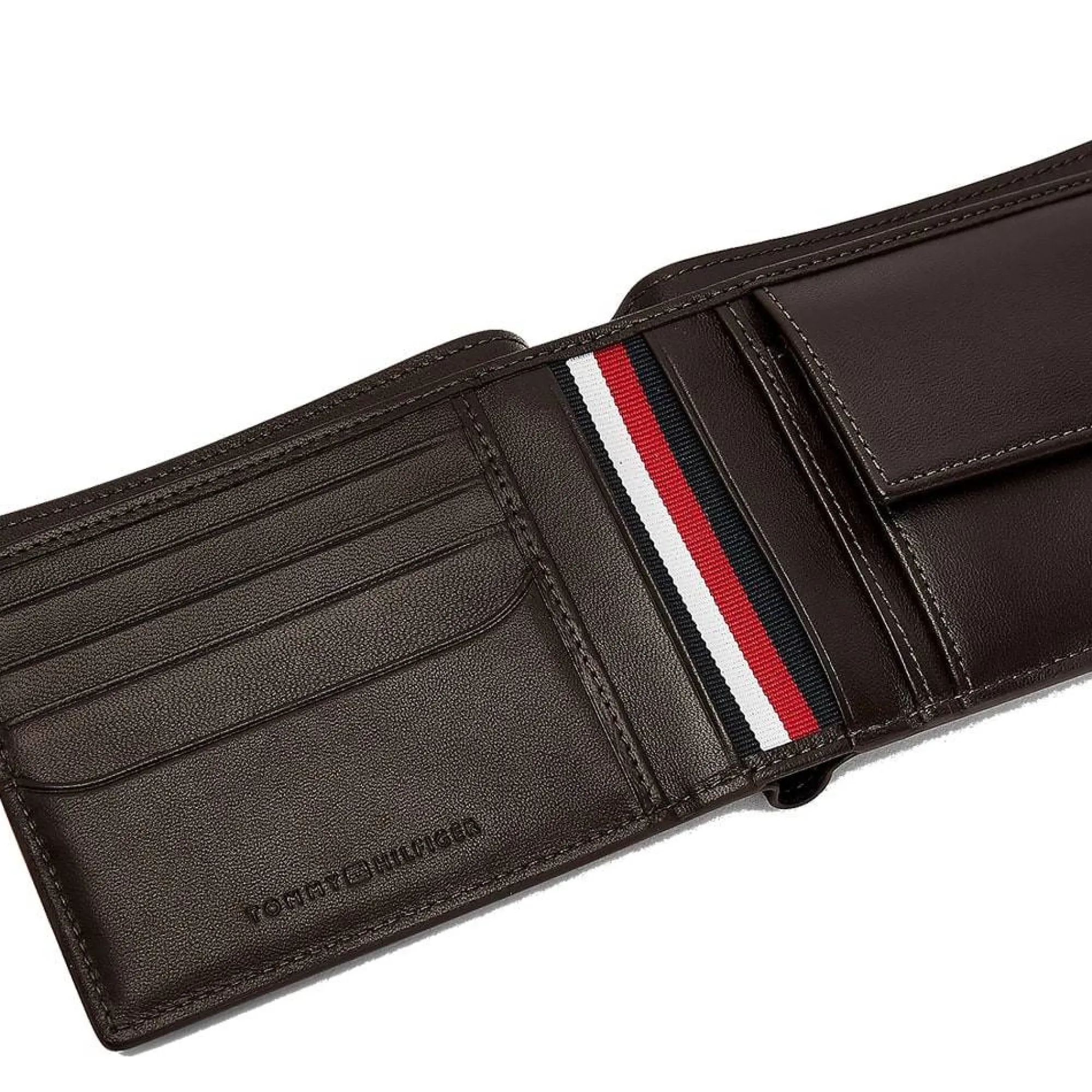Tommy Hilfiger Portefeuilles Homme*Petit portefeuille homme Metro en cuir lisse Marron