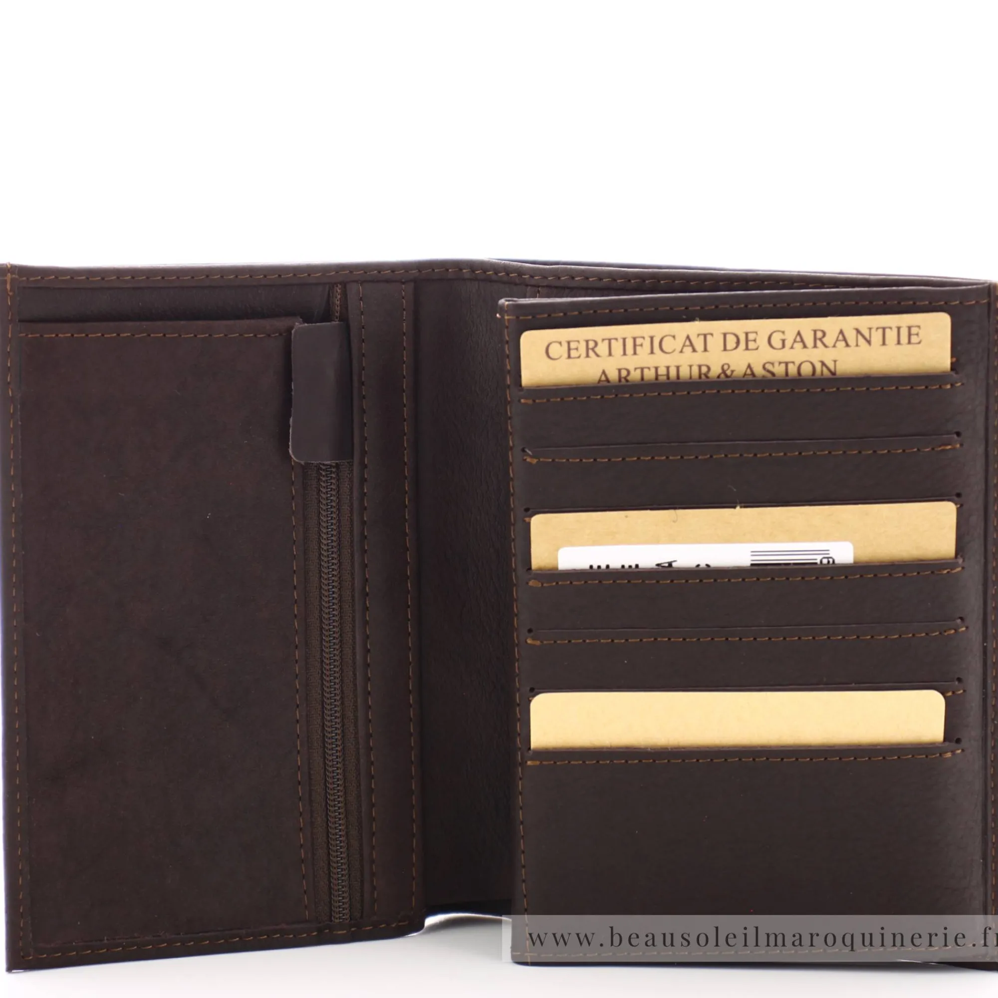 Arthur Aston Portefeuilles Homme*Portefeuille 3 volets cuir gras Louis Chataigne