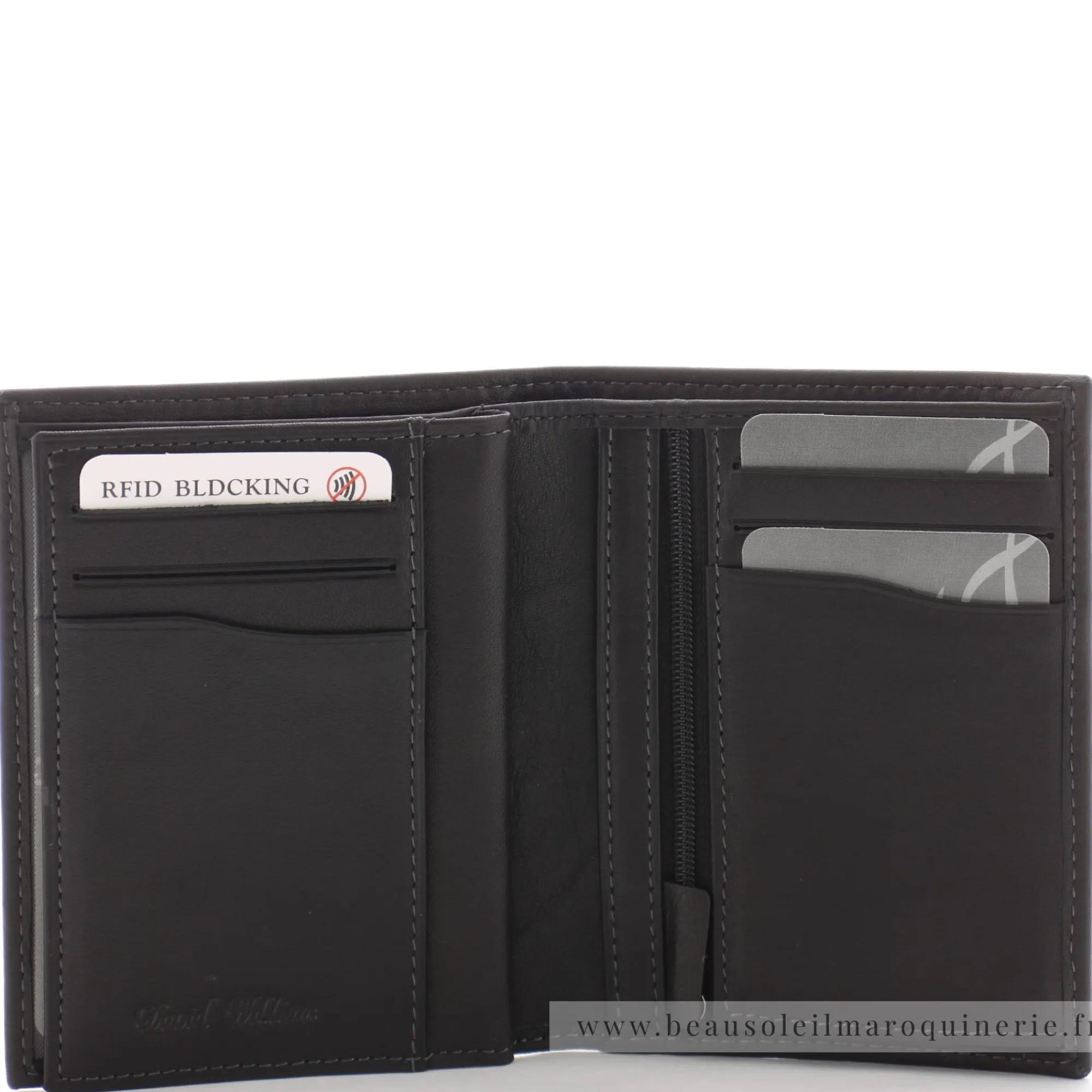 David William Portefeuilles Homme*Portefeuille 2 volets en cuir gras Annan Noir