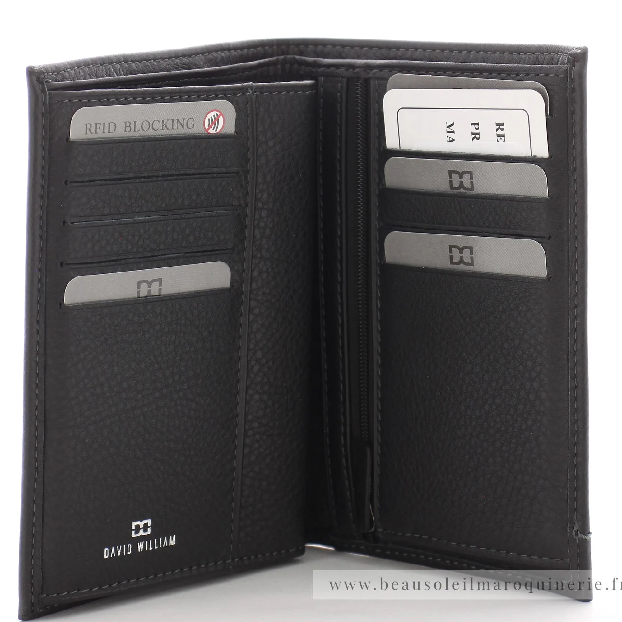 David William Portefeuilles Homme*Portefeuille 3 volets en cuir Helva Noir