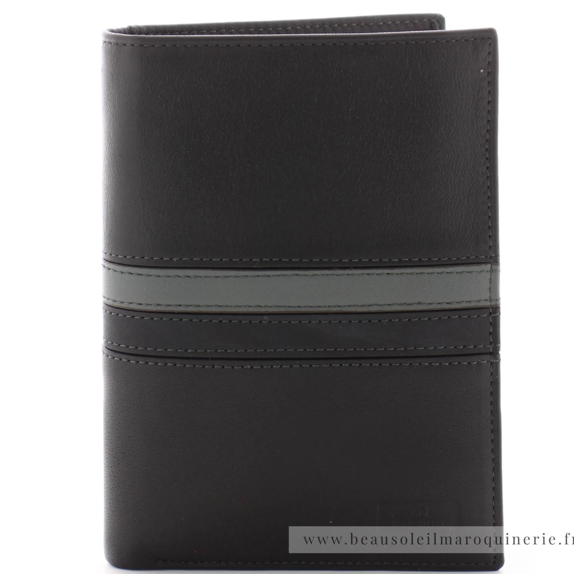 David William Portefeuilles Homme*Portefeuille 2 volets Roussere detail bandes Noir