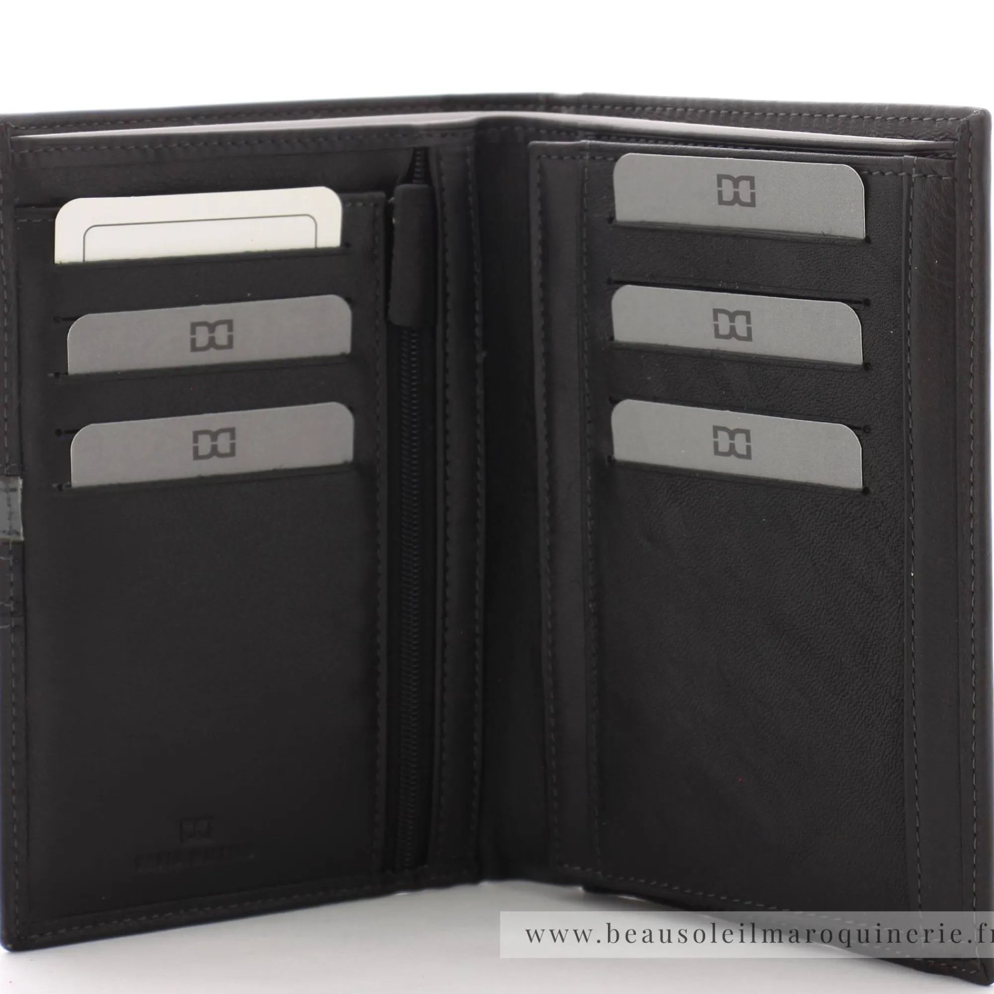 David William Portefeuilles Homme*Portefeuille 2 volets Roussere detail bandes Noir