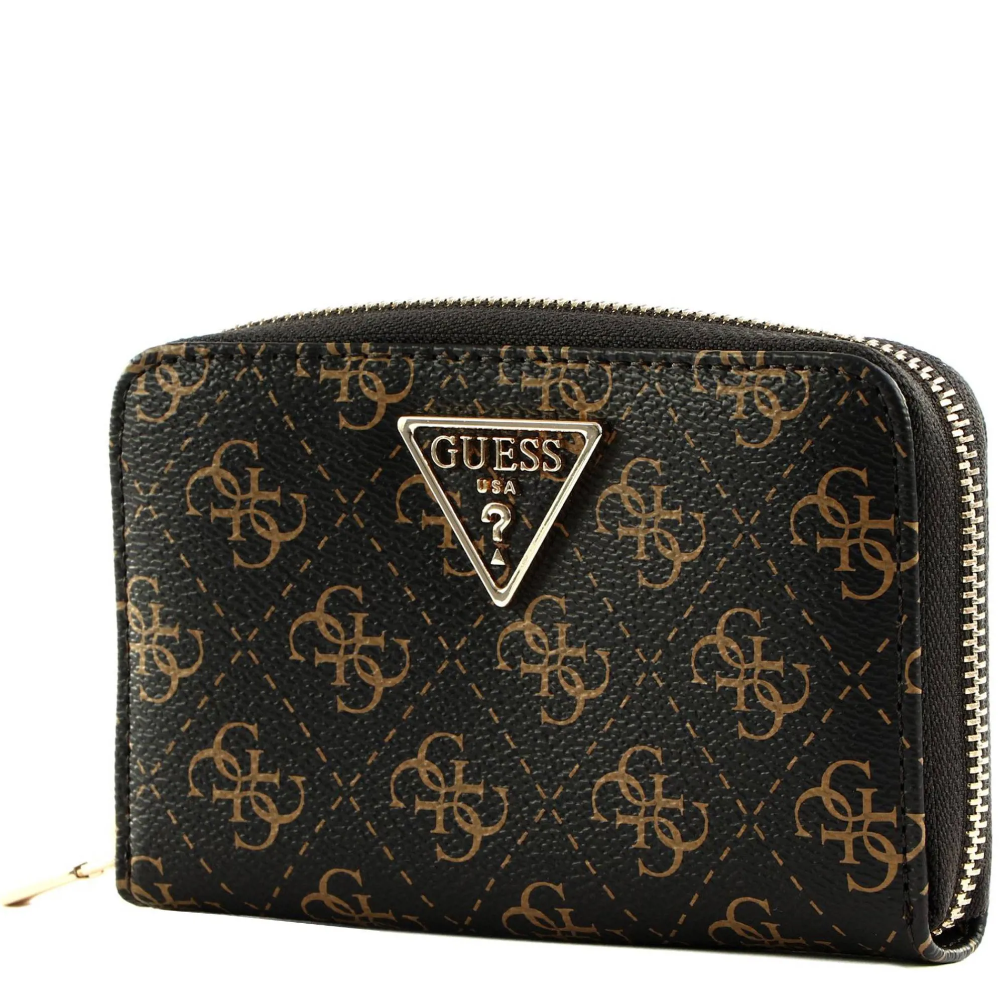 Guess Portefeuilles Femme*Portefeuille moyen zippe Laurel zippe Marron multi