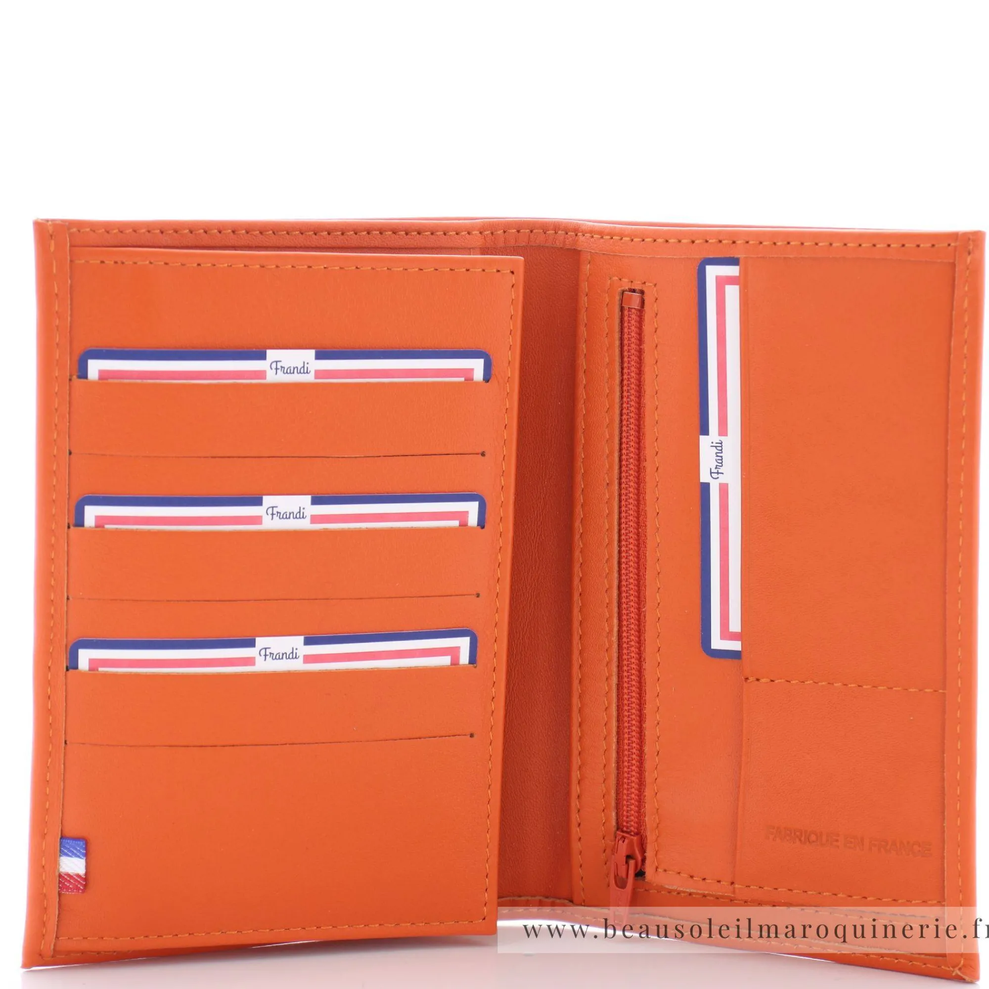 Frandi Portefeuilles Femme*Portefeuille porte-cartes cuir de vachette Orange