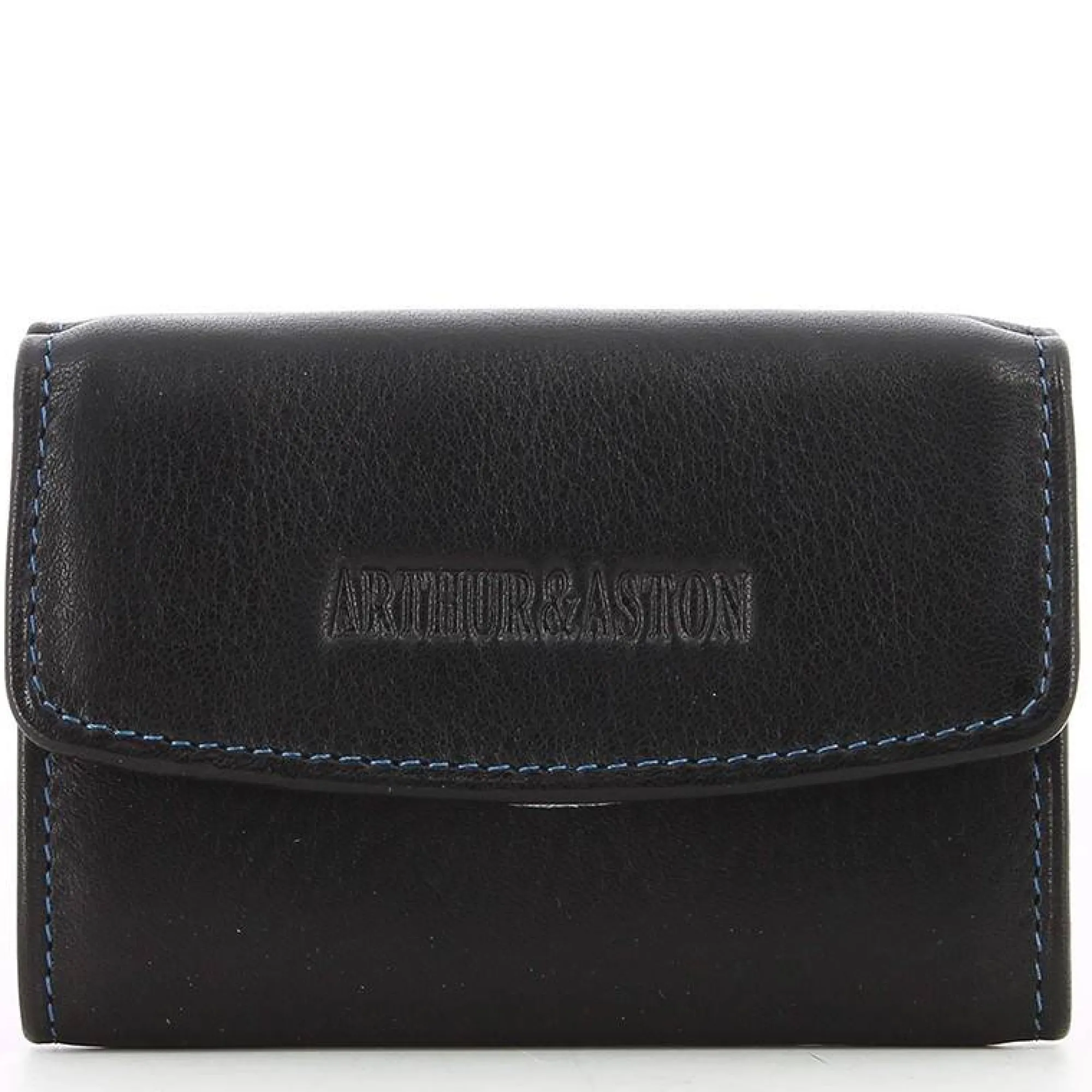 Arthur Aston Porte-Monnaie Homme*Porte-monnaie Pablo dos a dos en cuir Noir (Fil Bleu)