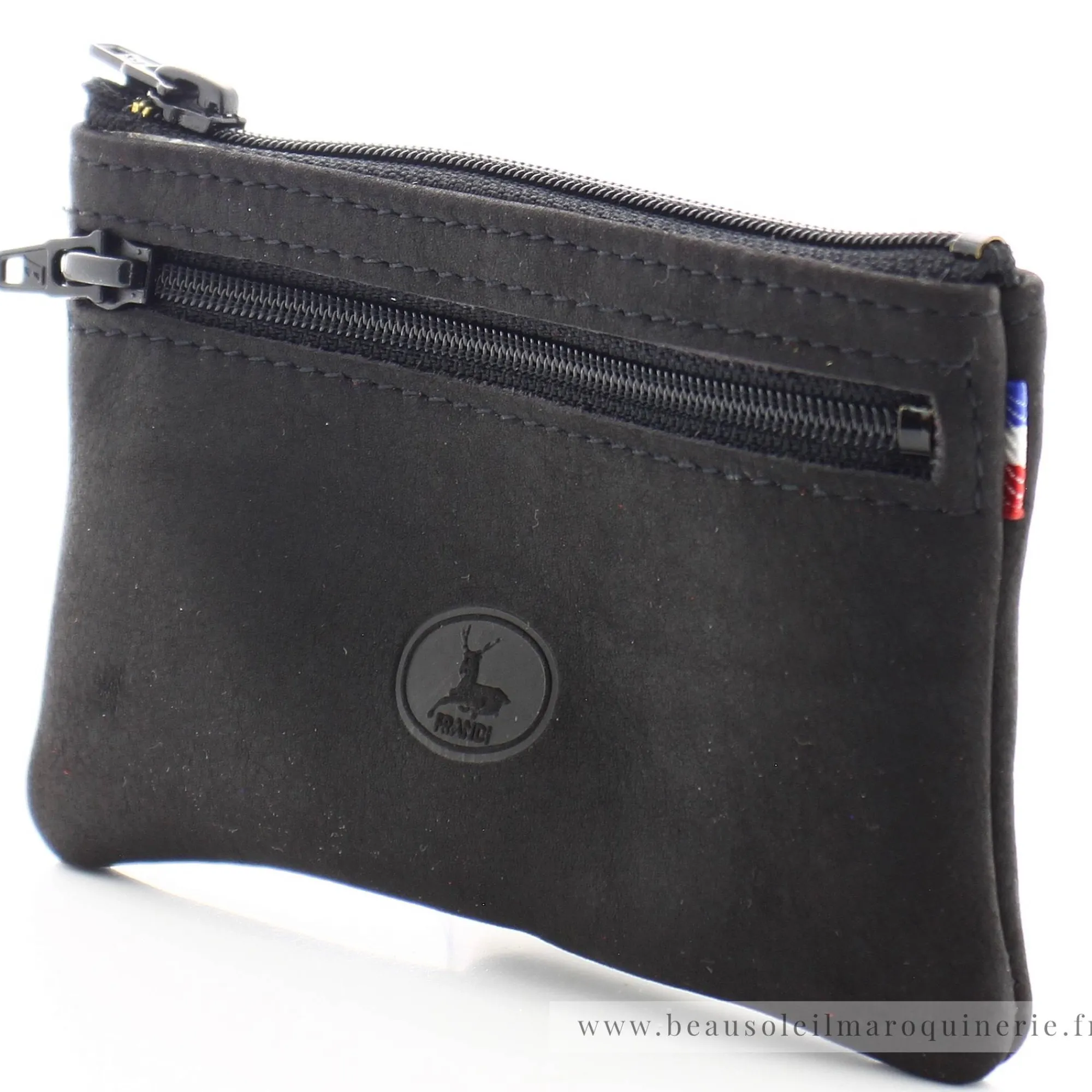 Frandi Porte-Monnaie Homme*Porte-monnaie plat en cuir Authentique zippe