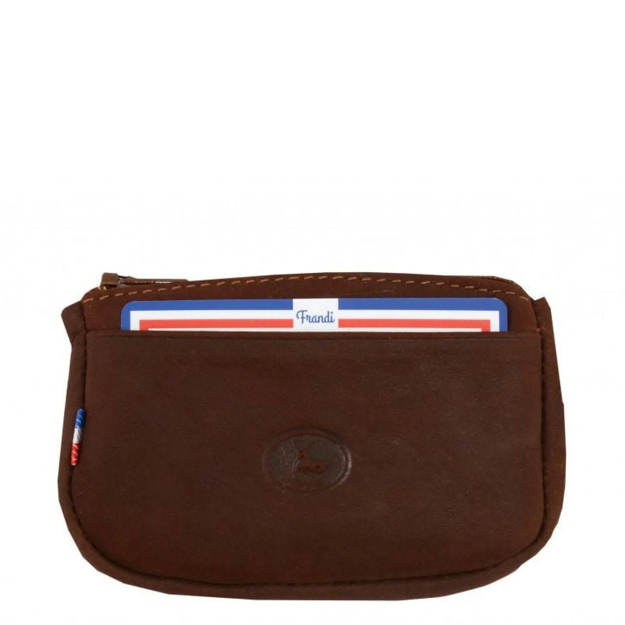 Frandi Porte-Monnaie Femme*Porte-monnaie zippe cuir authentique - Fabrique en France Cognac