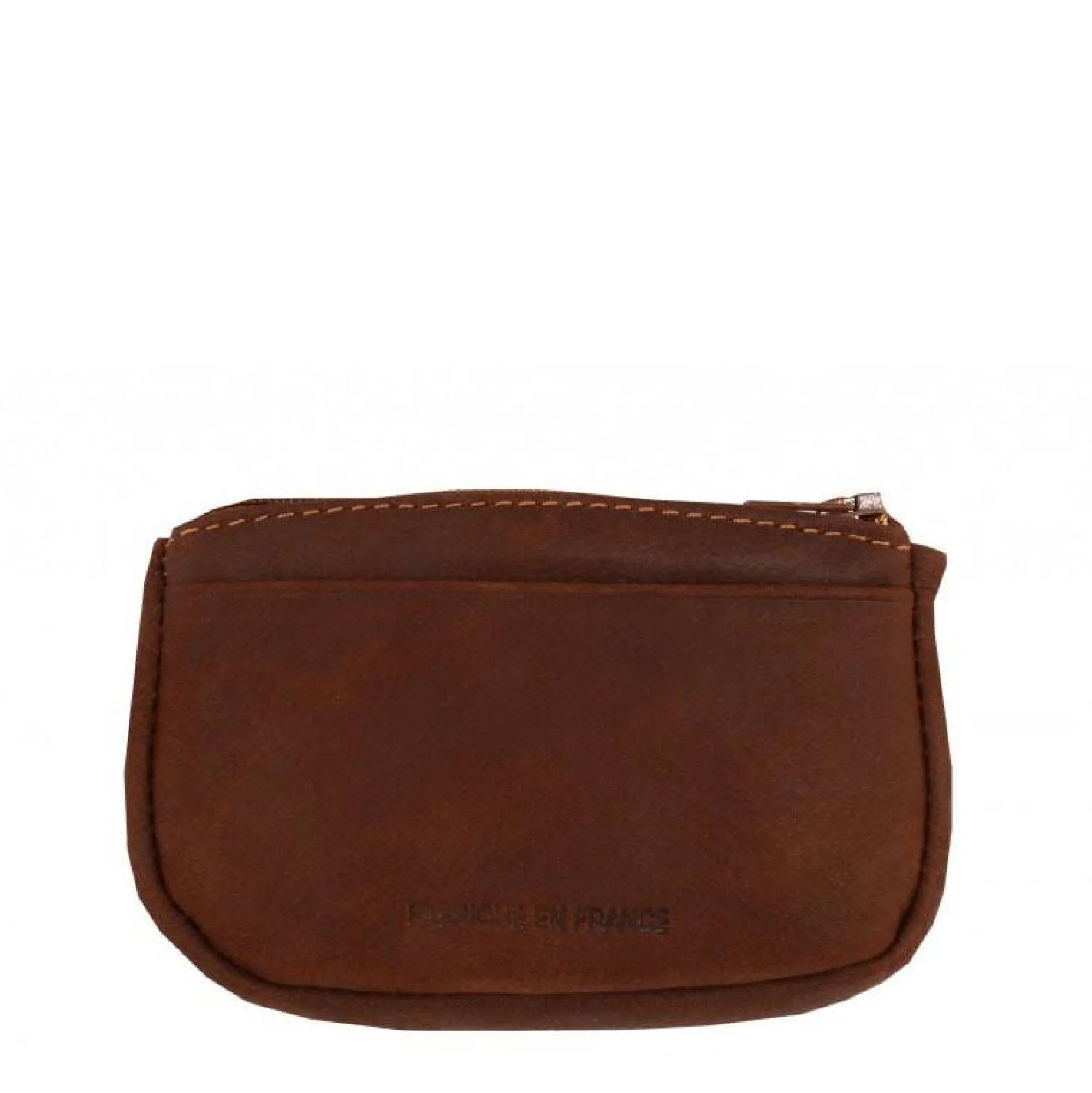 Frandi Porte-Monnaie Femme*Porte-monnaie zippe cuir authentique - Fabrique en France Cognac