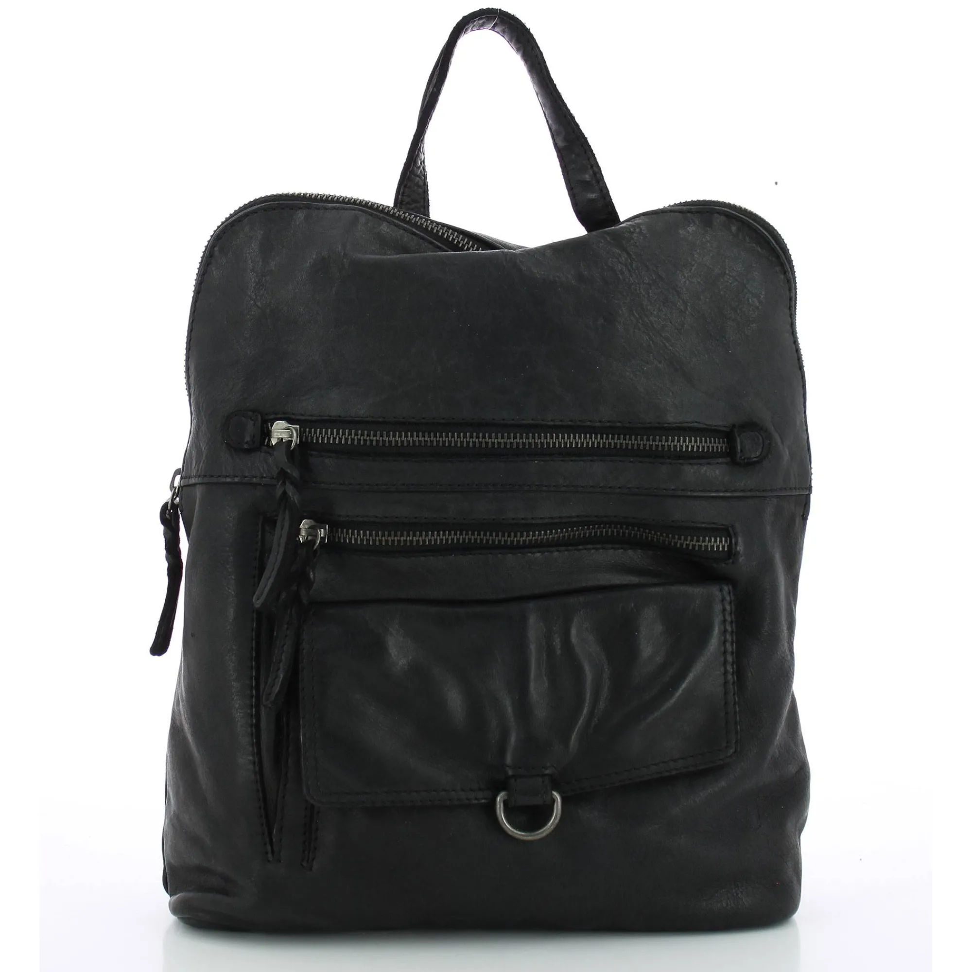 Gianni Conti Sacs À Dos Femme*Sac a dos femme zippe en cuir Noir