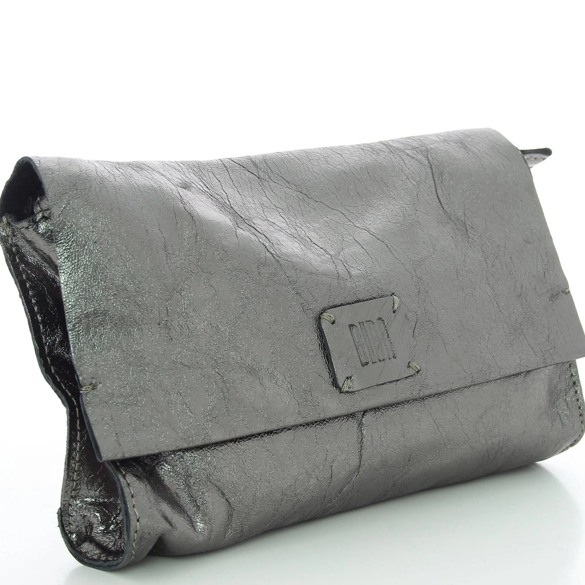 Biba Sacs Bandoulière*Sac a rabat Chester Smog en cuir metallise Gris