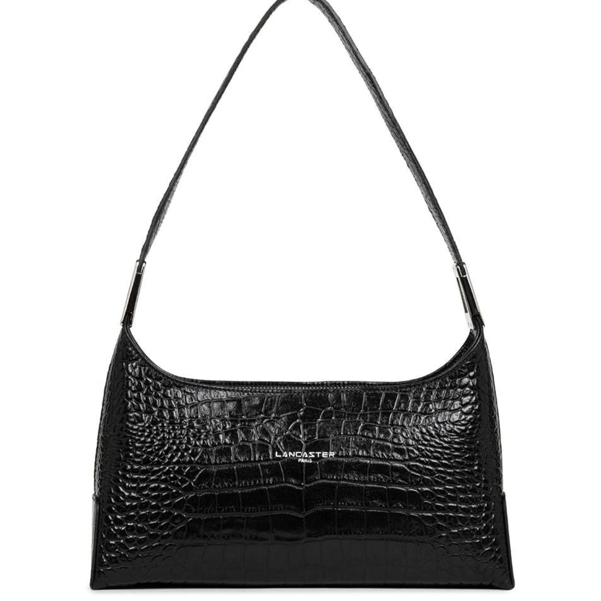 Lancaster Sacs Porté Épaule*Sac baguette Exotic Lezard & Croco porte epaule Noir