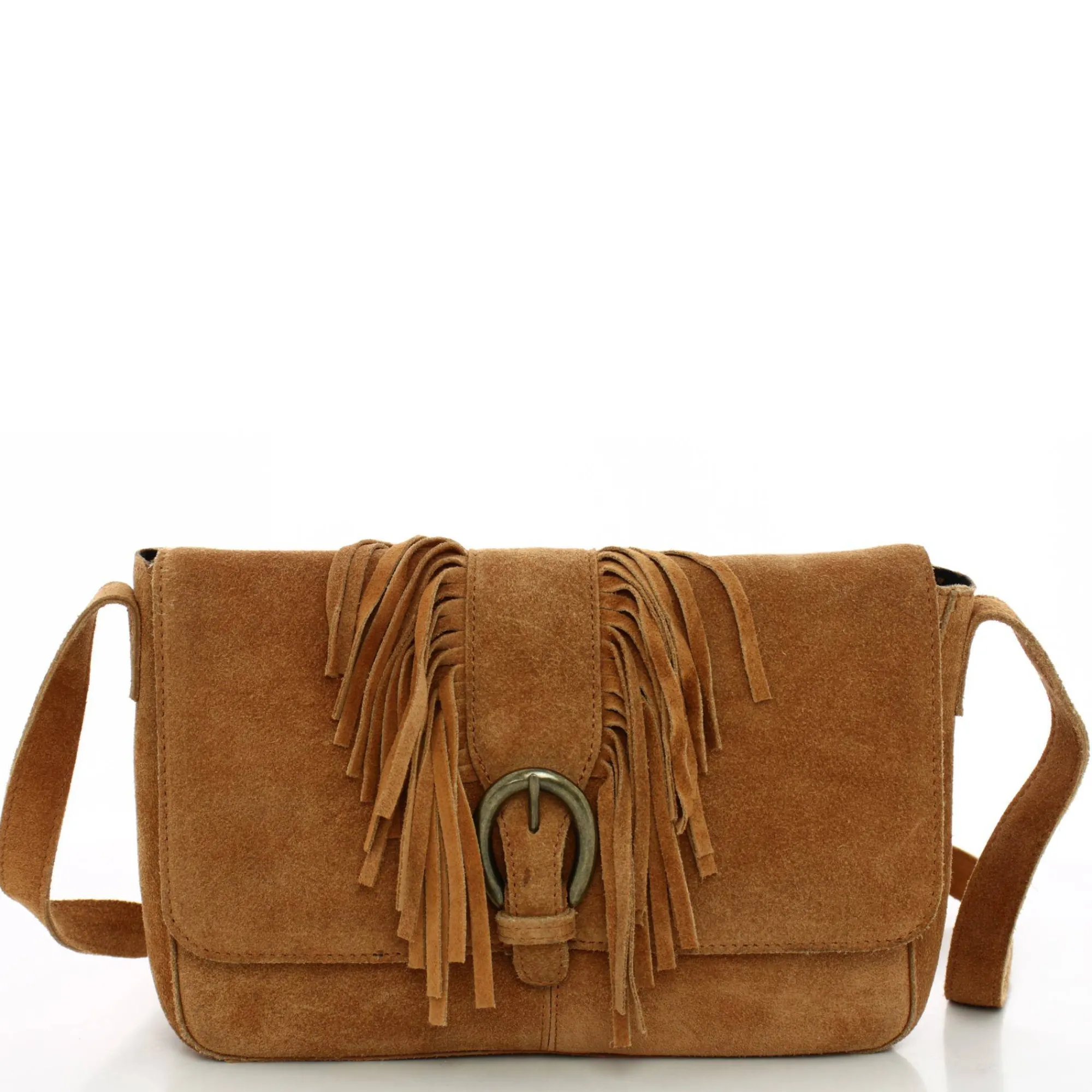 Pieces Sacs Bandoulière*Sac bandouliere Anis cuir facon nubuck Rootbeer