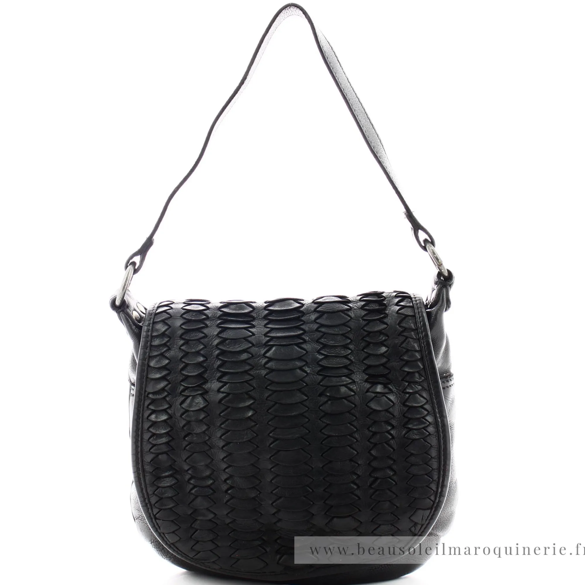 Biba Sacs Porté Épaule | Sacs Bandoulière*Sac bandouliere Hardy a rabat en cuir tresse Noir