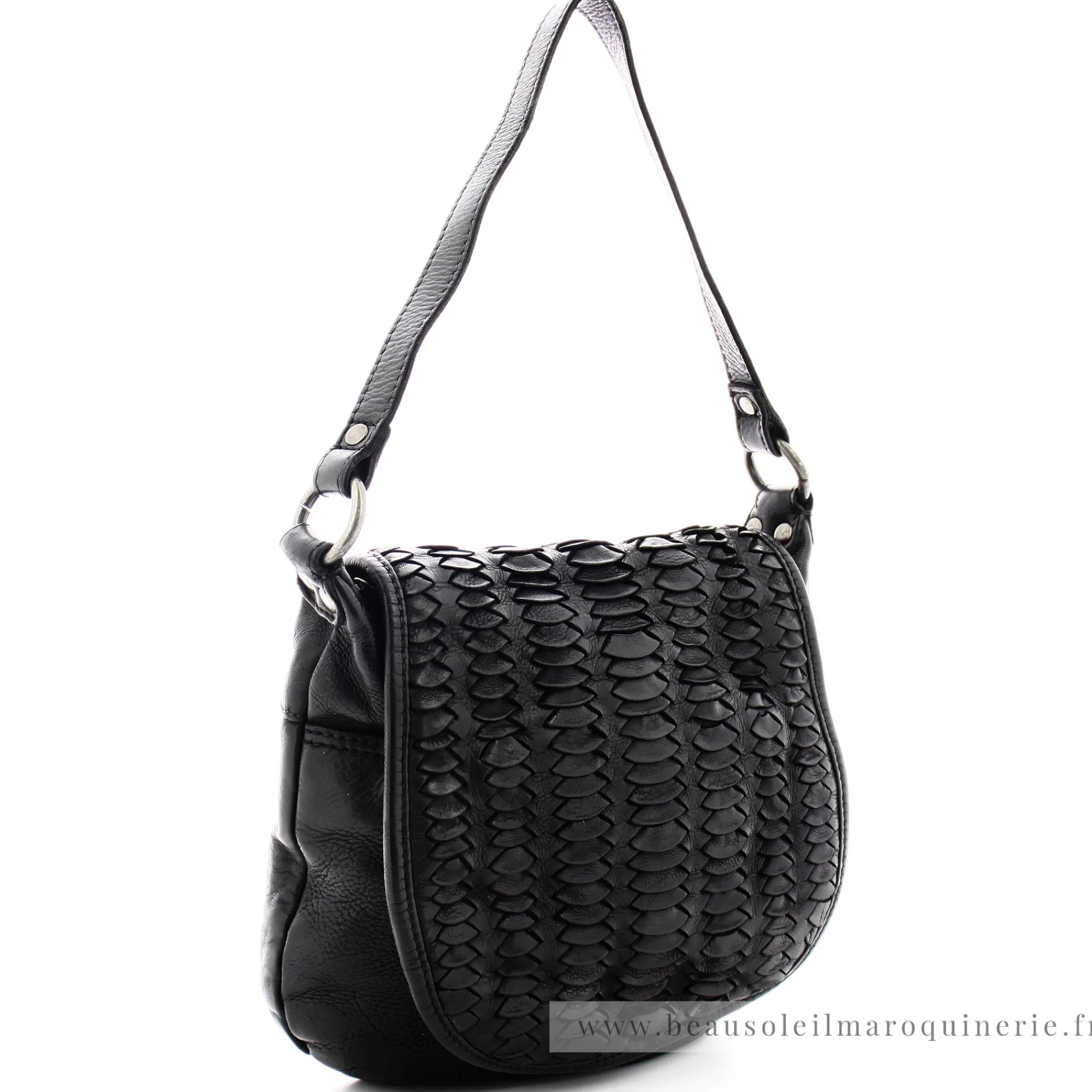 Biba Sacs Porté Épaule | Sacs Bandoulière*Sac bandouliere Hardy a rabat en cuir tresse Noir