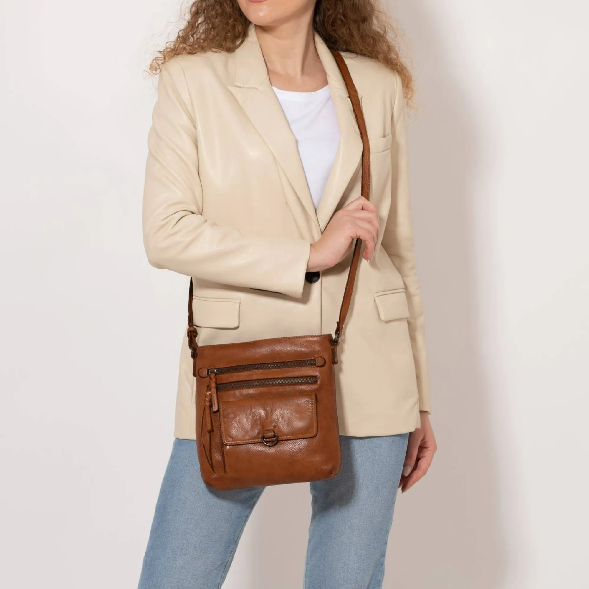 Gianni Conti Sacs Bandoulière*Sac bandouliere Rebecca en cuir Cognac