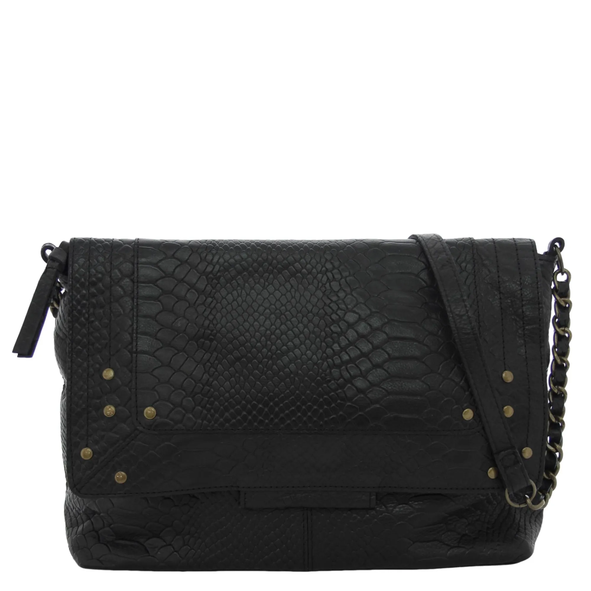 Pieces Sacs Bandoulière*Sac besace Felizia cuir facon serpent Noir