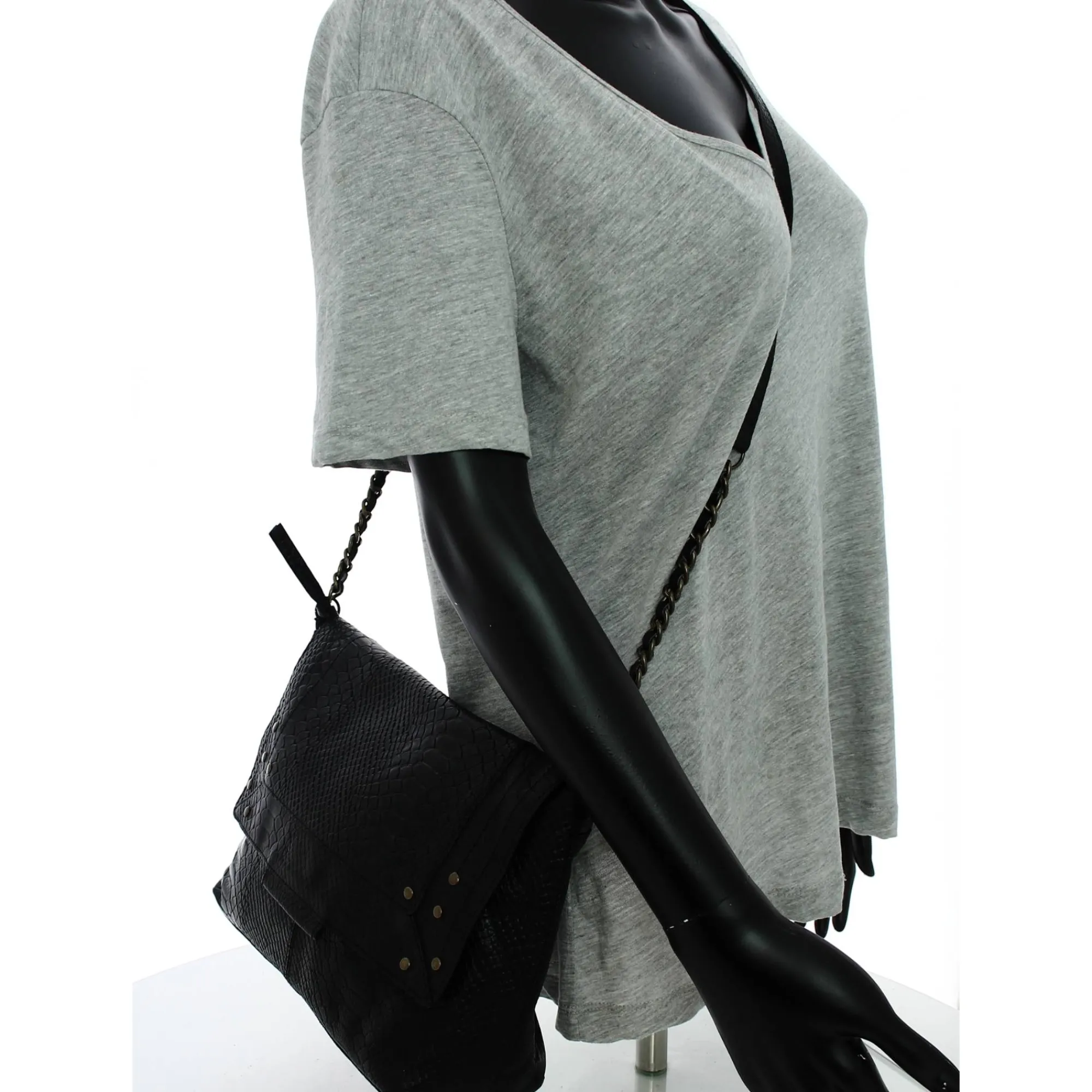 Pieces Sacs Bandoulière*Sac besace Felizia cuir facon serpent Noir