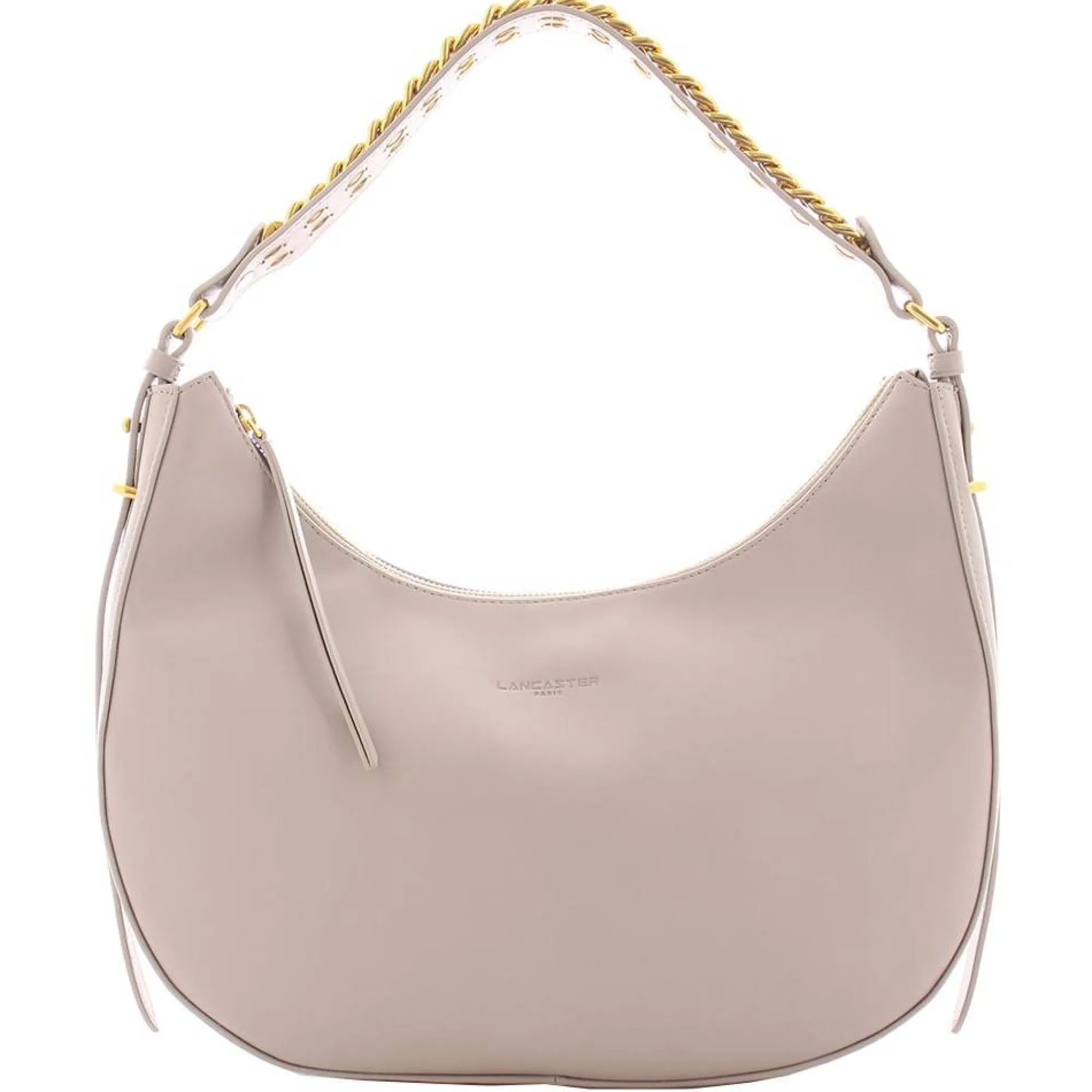 Lancaster Sacs Porté Épaule*Sac besace hobo zippe Aria en cuir Galet