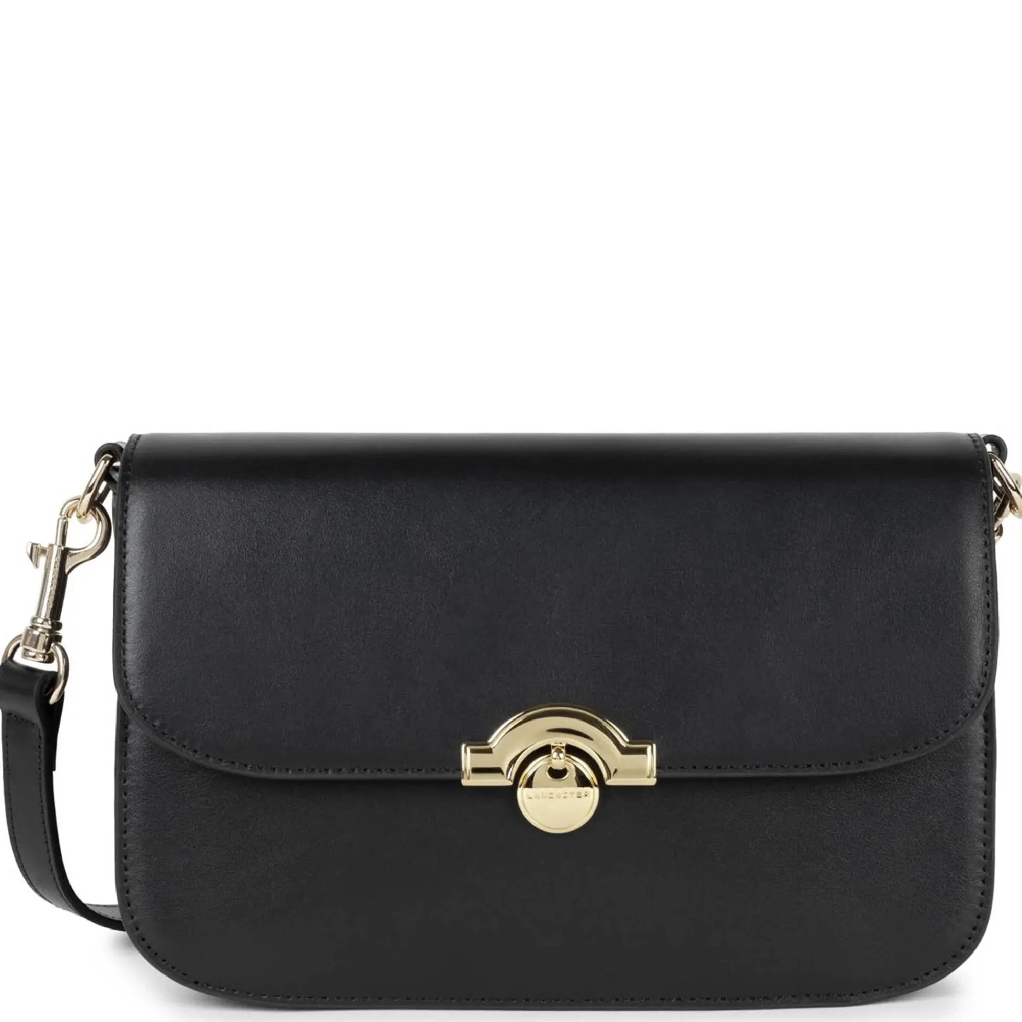 Lancaster Sacs Bandoulière*Sac besace Paris Medaille rabat avec fermoir Noir