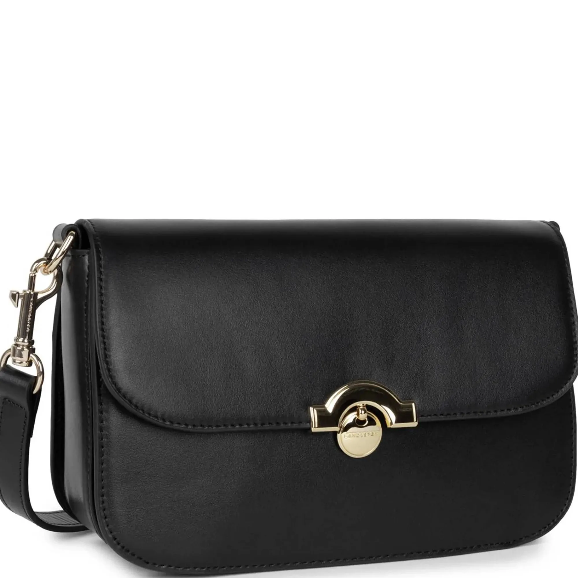 Lancaster Sacs Bandoulière*Sac besace Paris Medaille rabat avec fermoir Noir