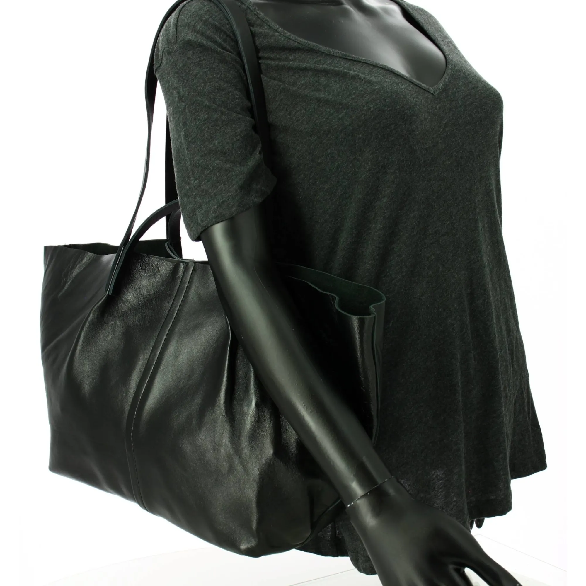 Biba Sacs Cabas*Sac cabas en cuir Woody Lux Noir