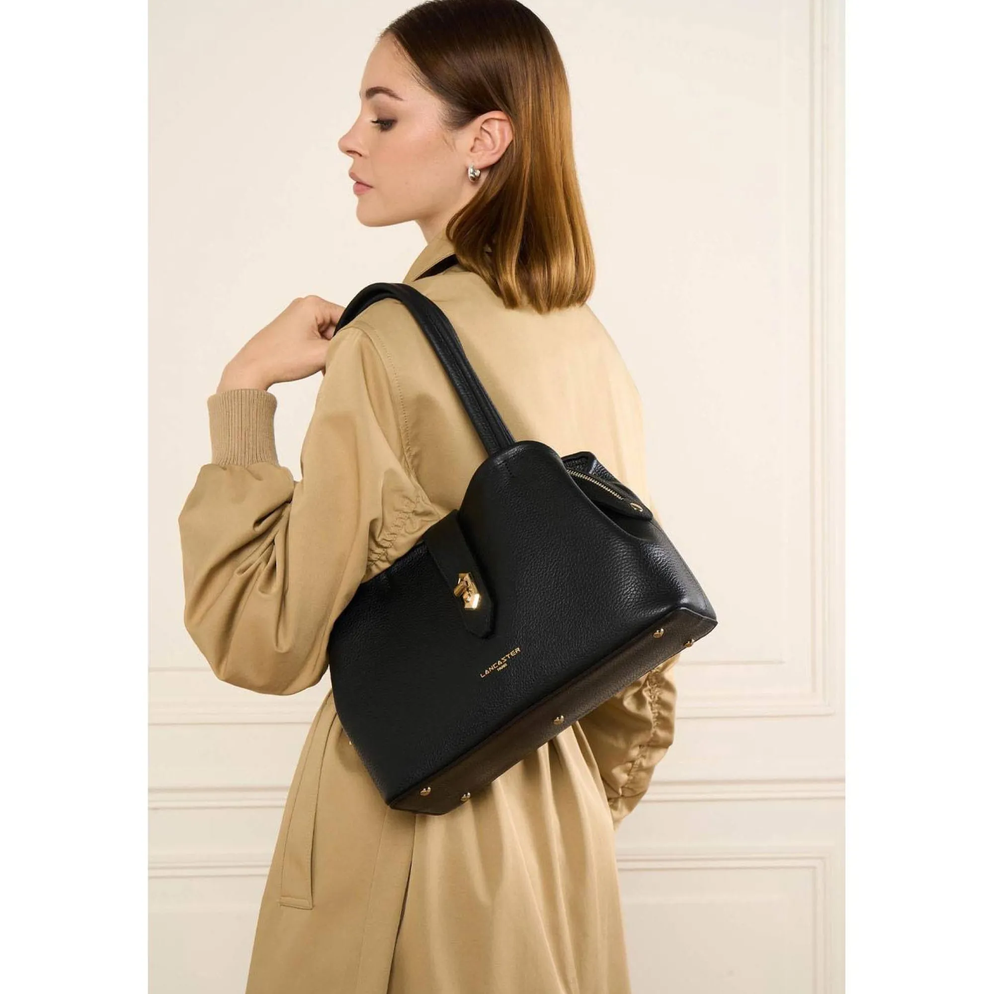 Lancaster Sacs Cabas*Sac cabas epaule effet graine M Top Double