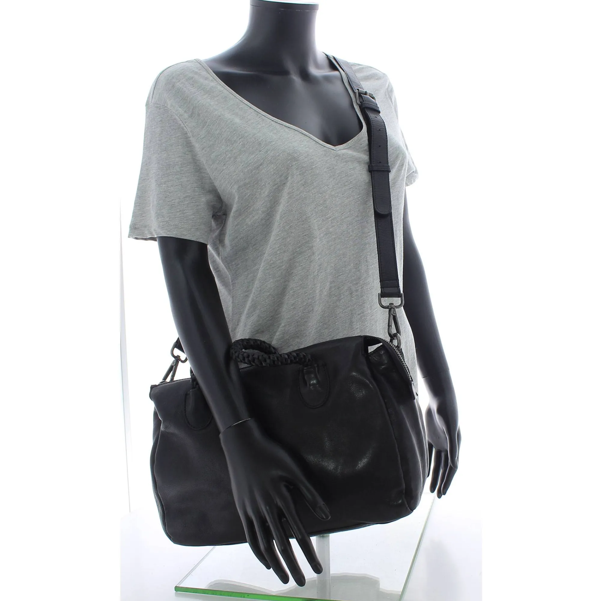 Biba Sacs Porté Épaule*Sac cabas Frederic anses tressees en cuir Negro