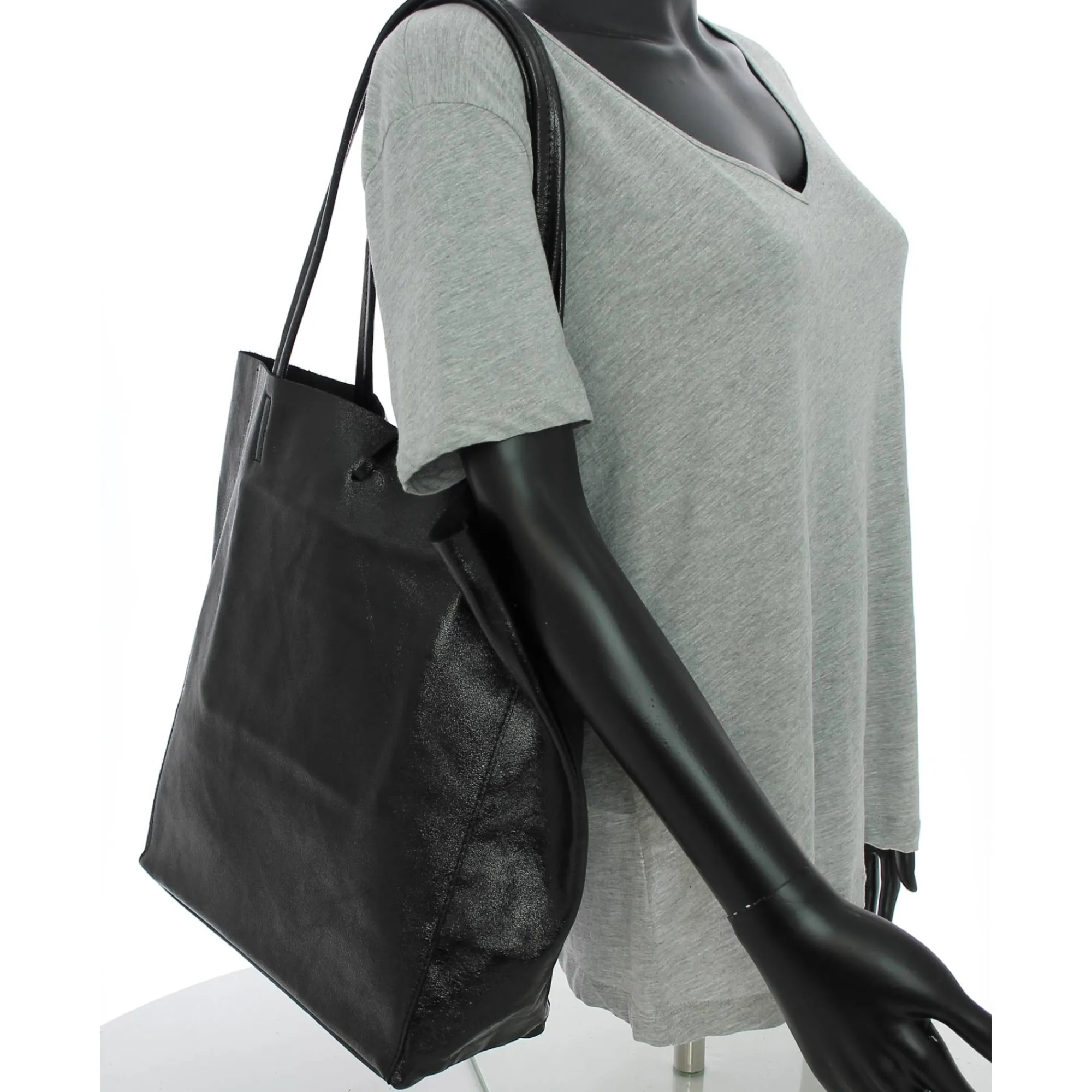 Marlon Firenze Sacs Cabas*Sac cabas vertical en cuir metallise