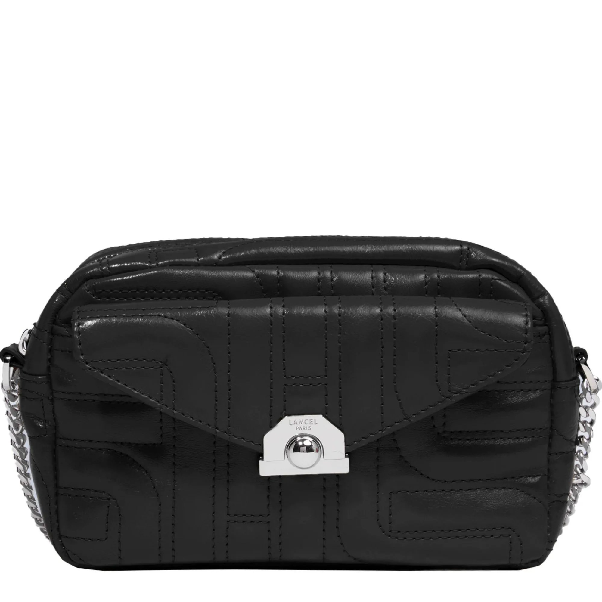 Lancel Sacs Bandoulière*Sac camera zippe Midi-Minuit en cuir matelasse Noir