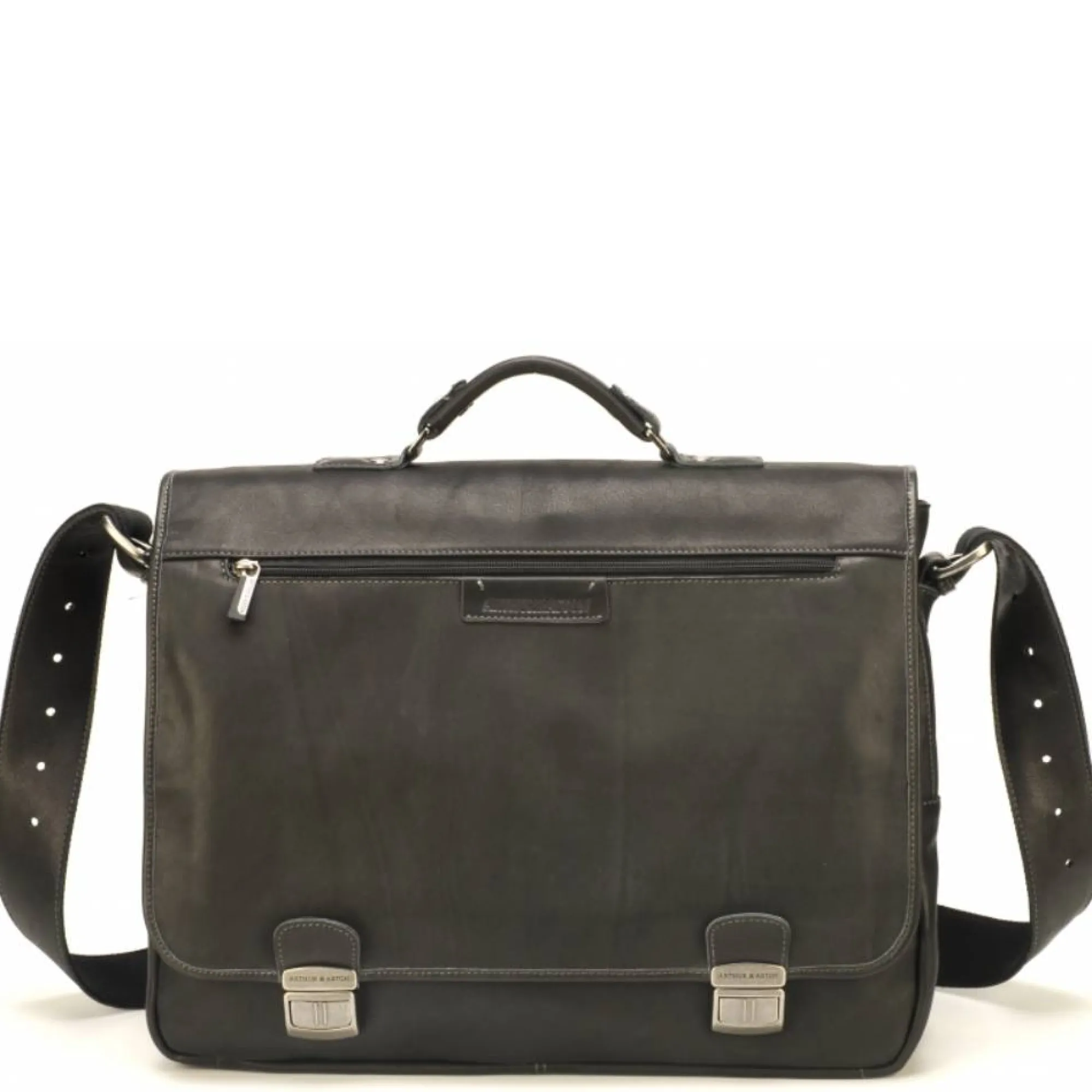 Arthur Aston Sacs Besace*Sac cartable a rabat Johany en cuir Noir