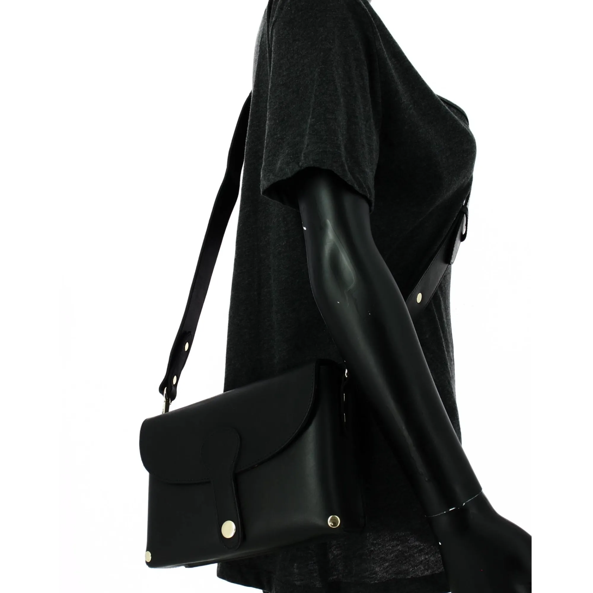 Pieces Sacs Bandoulière*Sac porte bandouliere Jeanett a rabat en cuir Noir