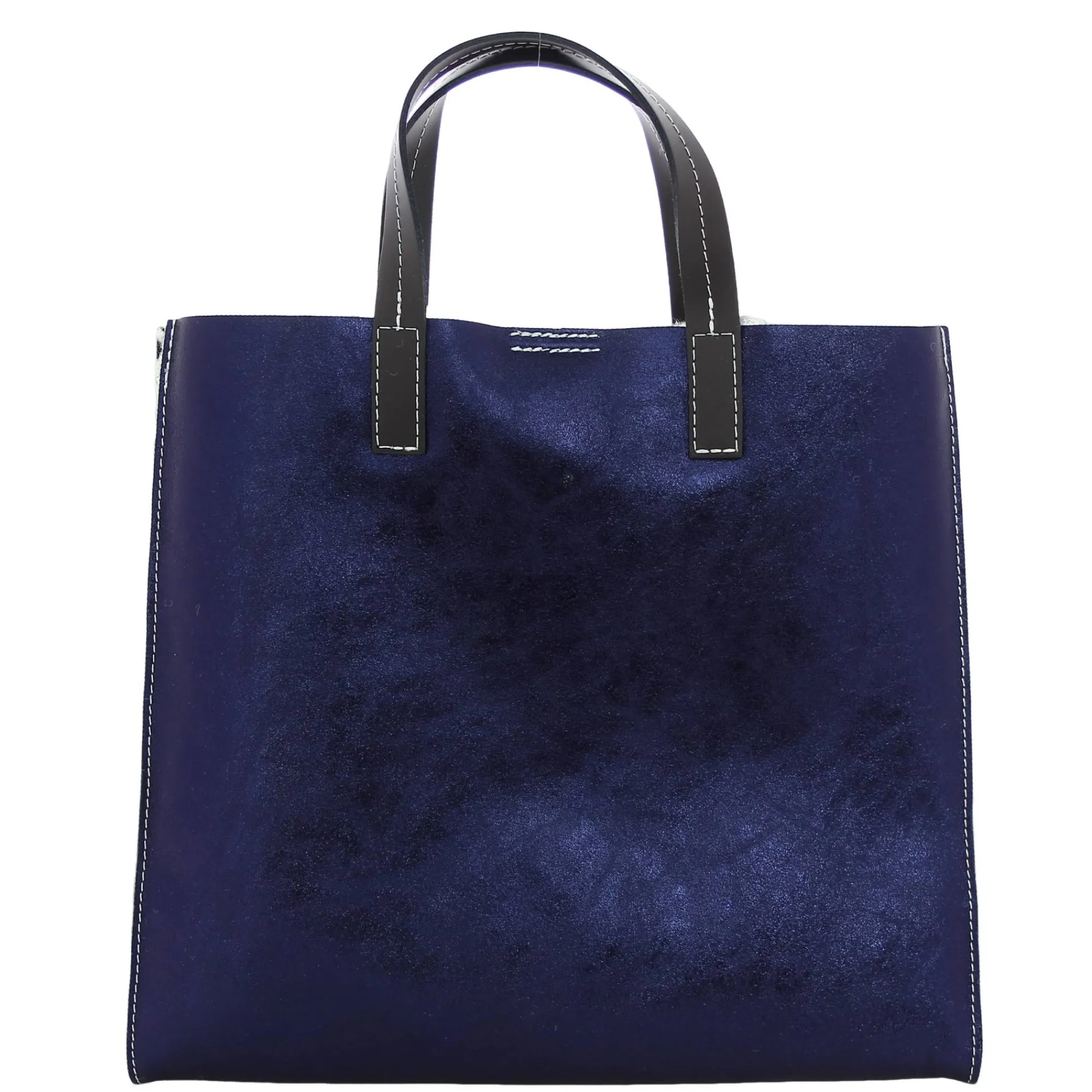 Marlon Firenze Sacs À Main*Sac porte main effet metallise et fourrure Bleu marine