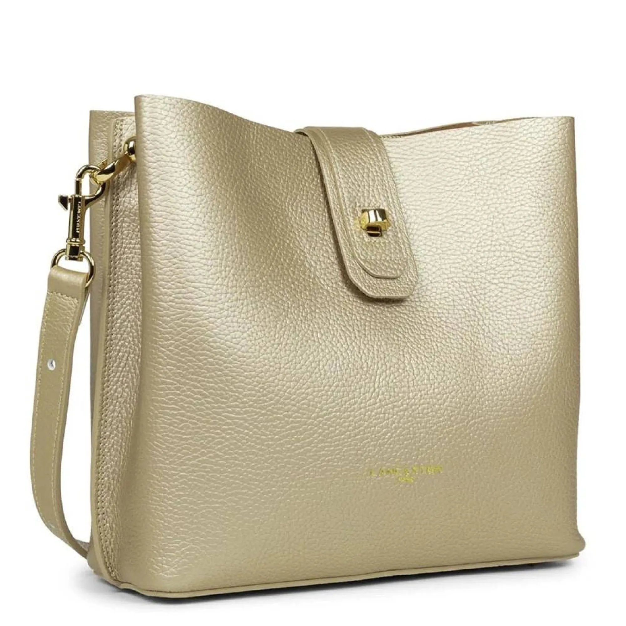 Lancaster Sacs Porté Épaule*Sac seau Foulonne Double - Fabrique en France Champagne / Nude
