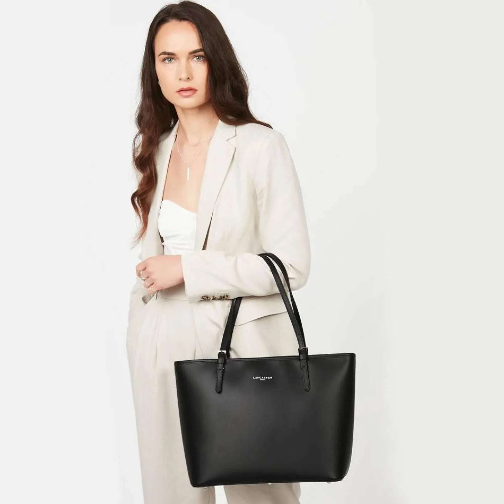 Lancaster Sacs Cabas*Sac shopping A4 Smooth Fabrique en France Noir
