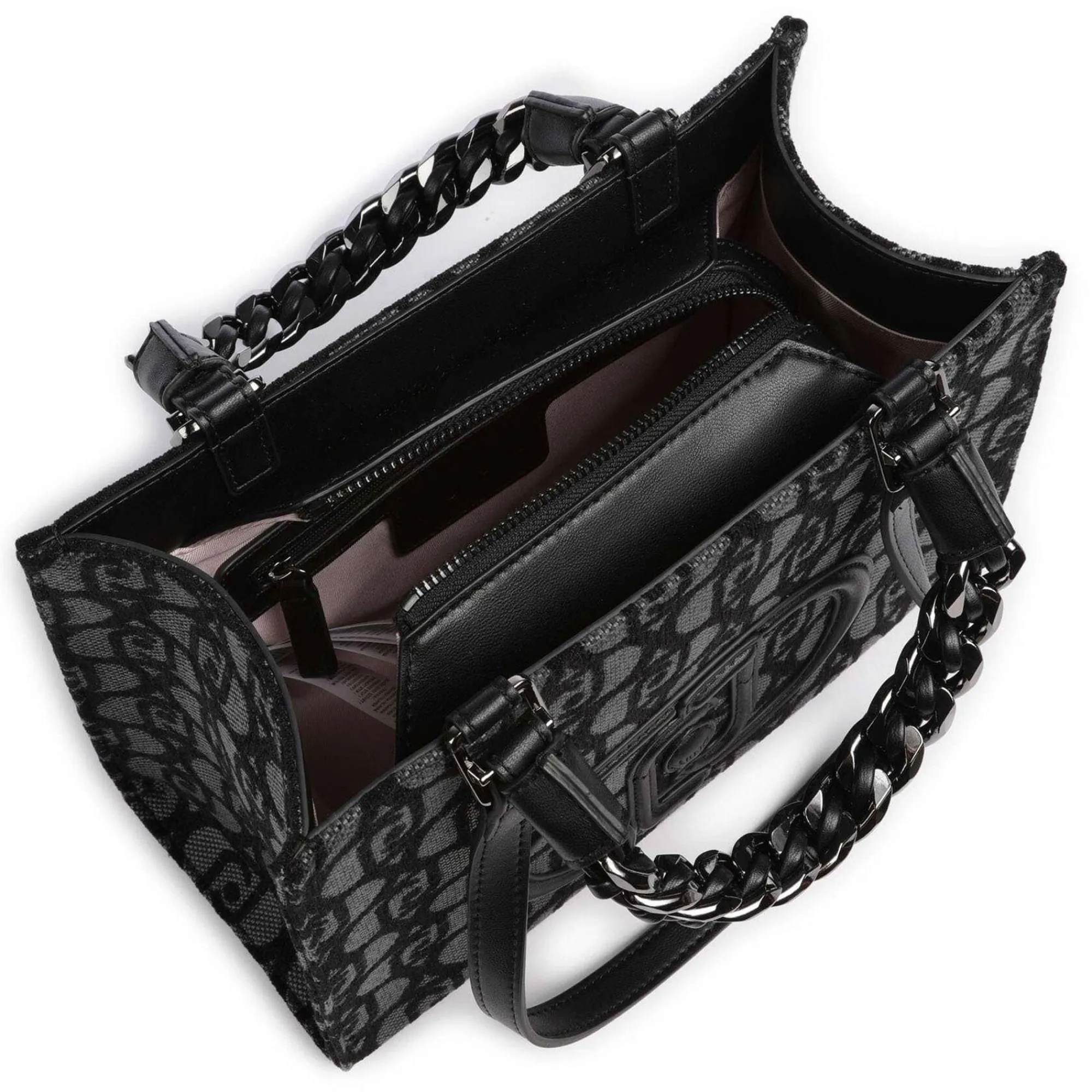 Liu Jo Sacs À Main*Sac shopping Rubino imprime logo Noir gris